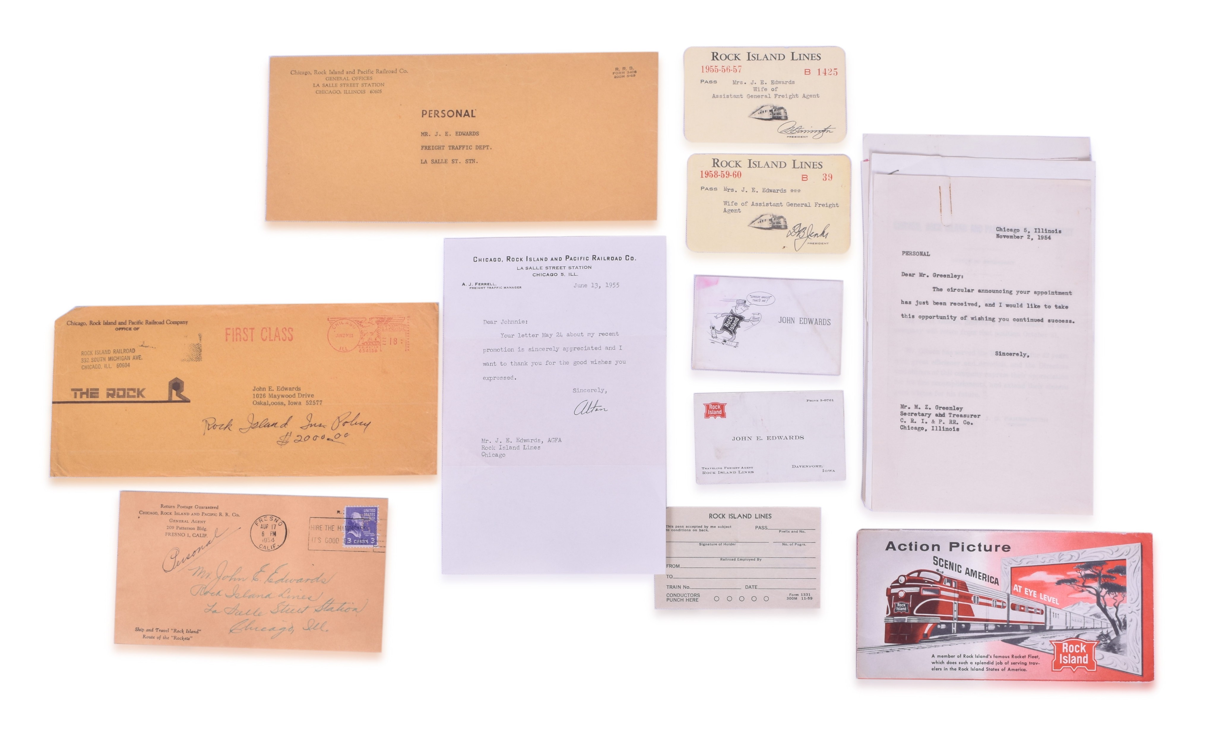 2550 - Rock Island Railroad Annual Pass, Promotion and Retirement Announcements, Letters, etc. thumbnail