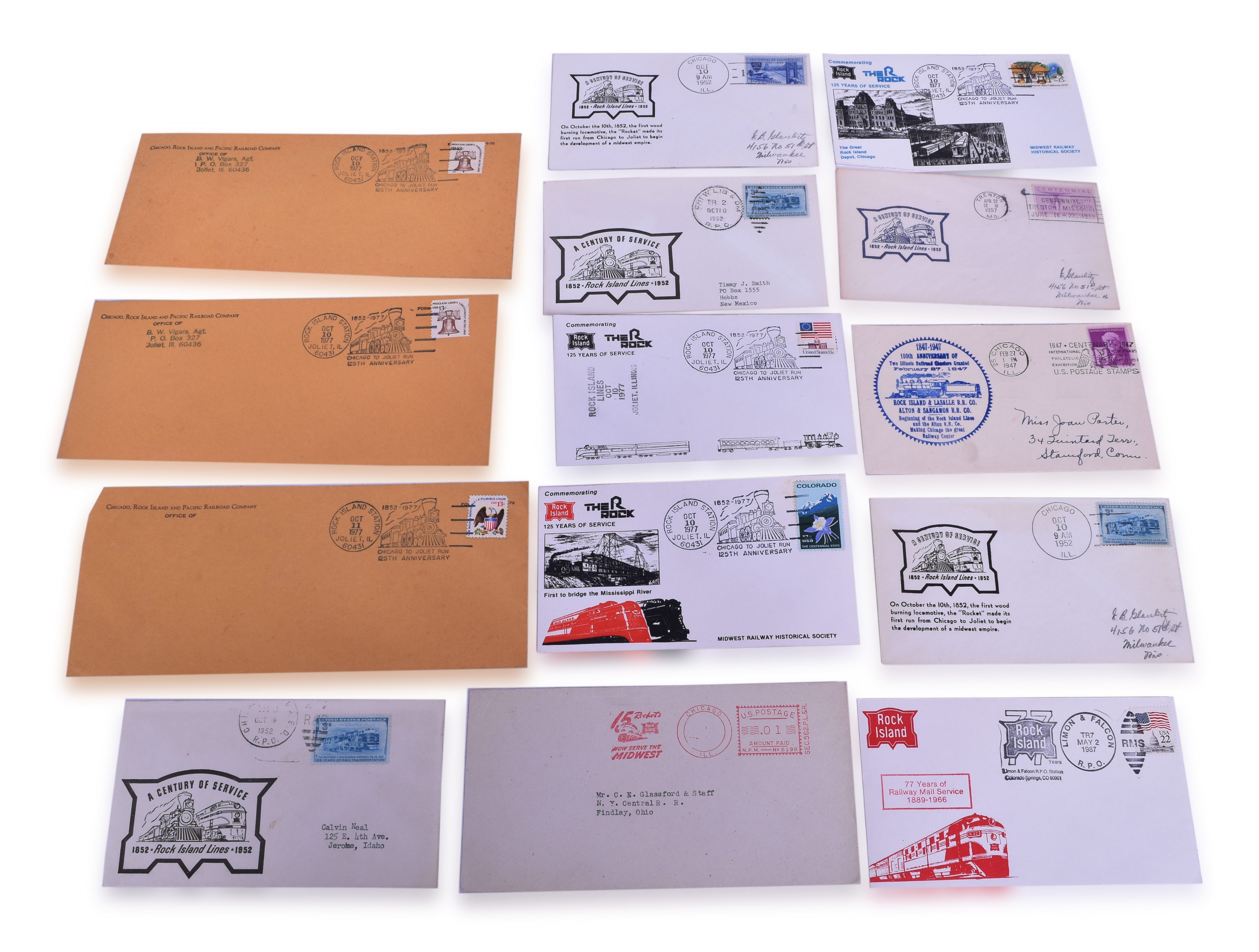 2558 - Fourteen Rock Island Railroad Postmark Envelopes - Centennial, Rock Island Rocket, 125th Anniversary, etc. thumbnail