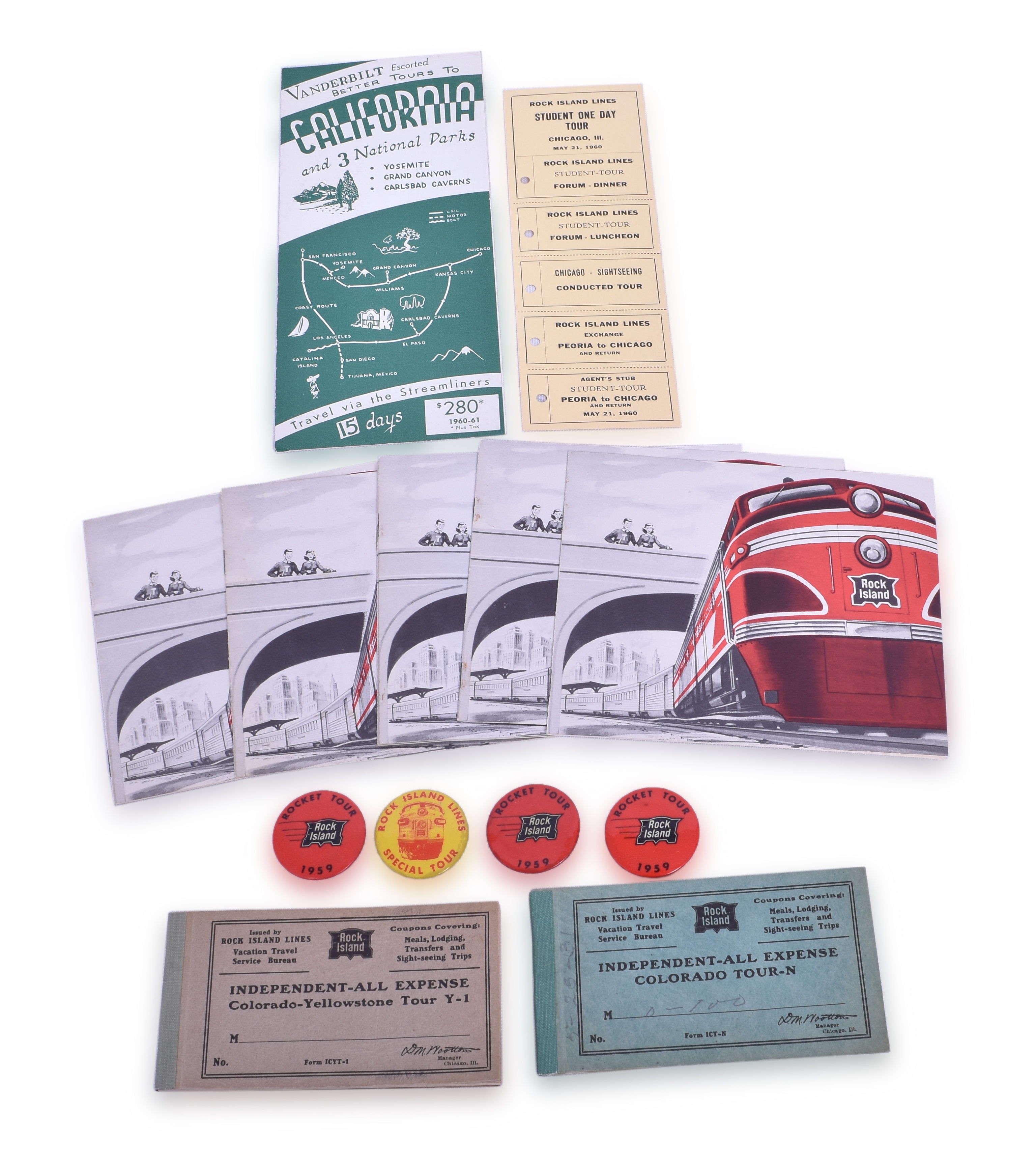 2560 - Rock Island Railroad Tours Coupon Books, Note Books, Student Coupons, Buttons, and More thumbnail