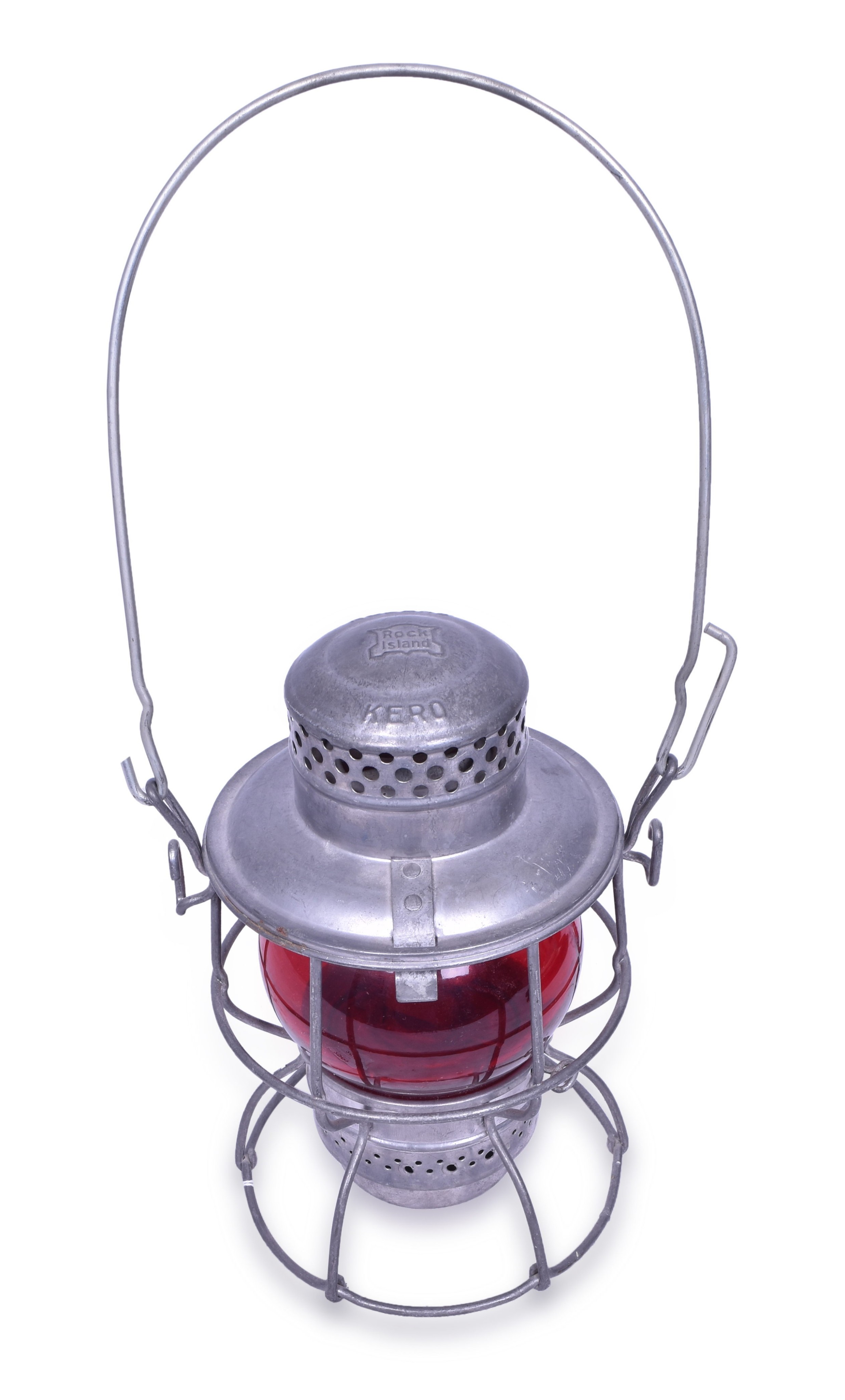 2565 - Adlake Kero Rock Island Railroad Lantern w/ Red Globe - Like New thumbnail