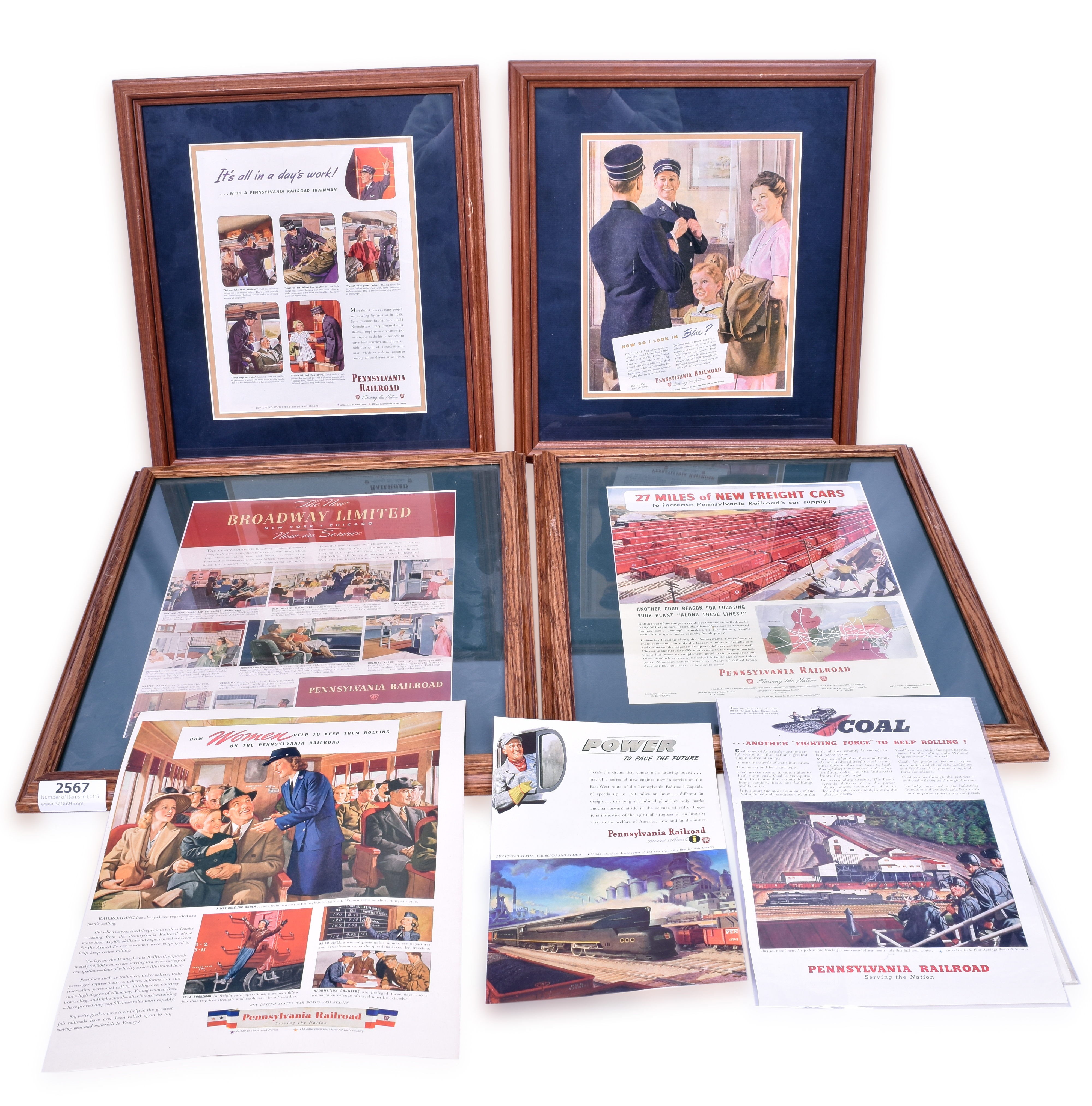 2567 - Group of Framed and Unframed Pennsylvania Railroad Advertising thumbnail