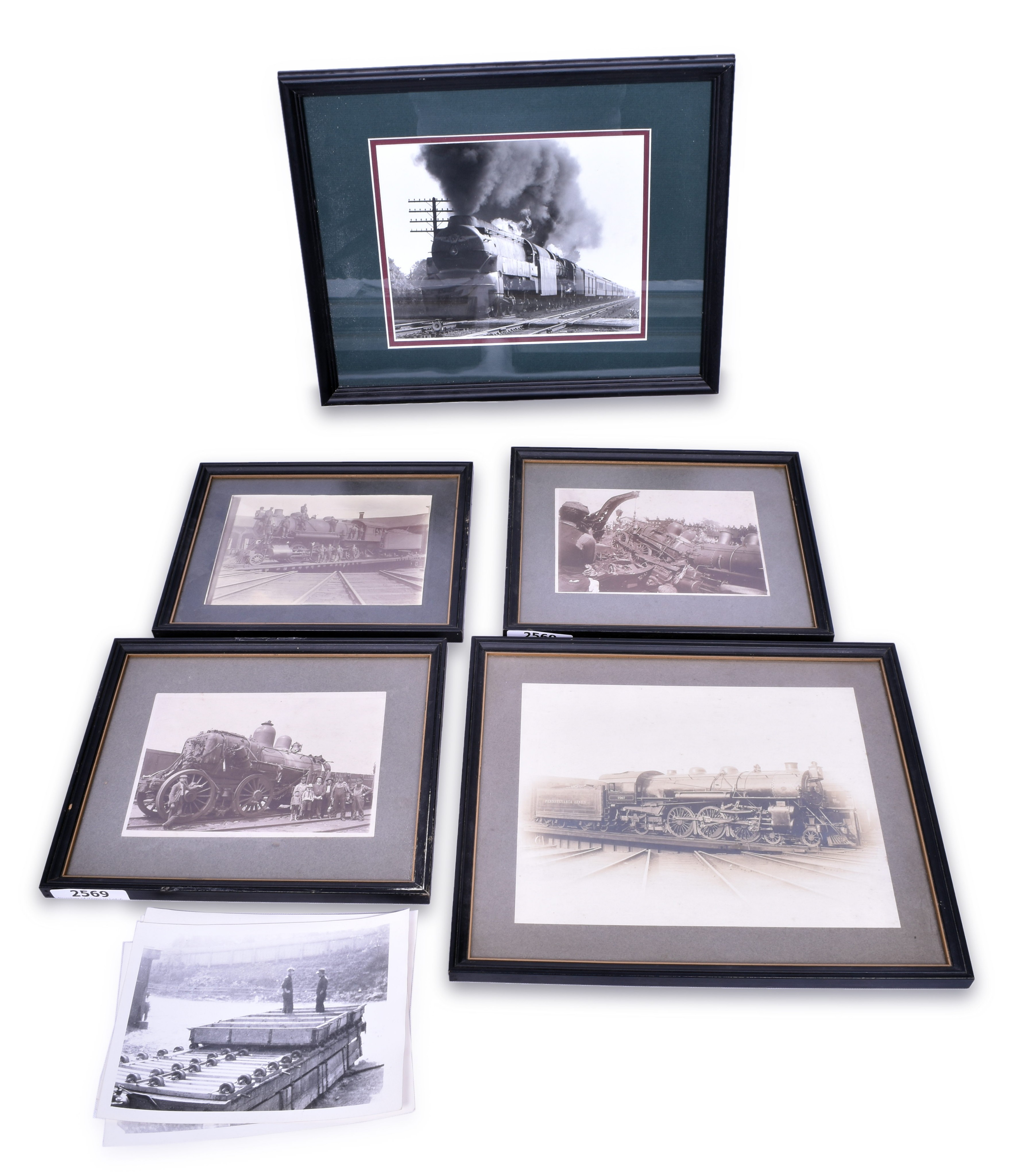 2569 - Pennsylvania Railroad Steam Locomotive and Wreck Photographs- Streamlined K4, #7075 wreck, etc. thumbnail