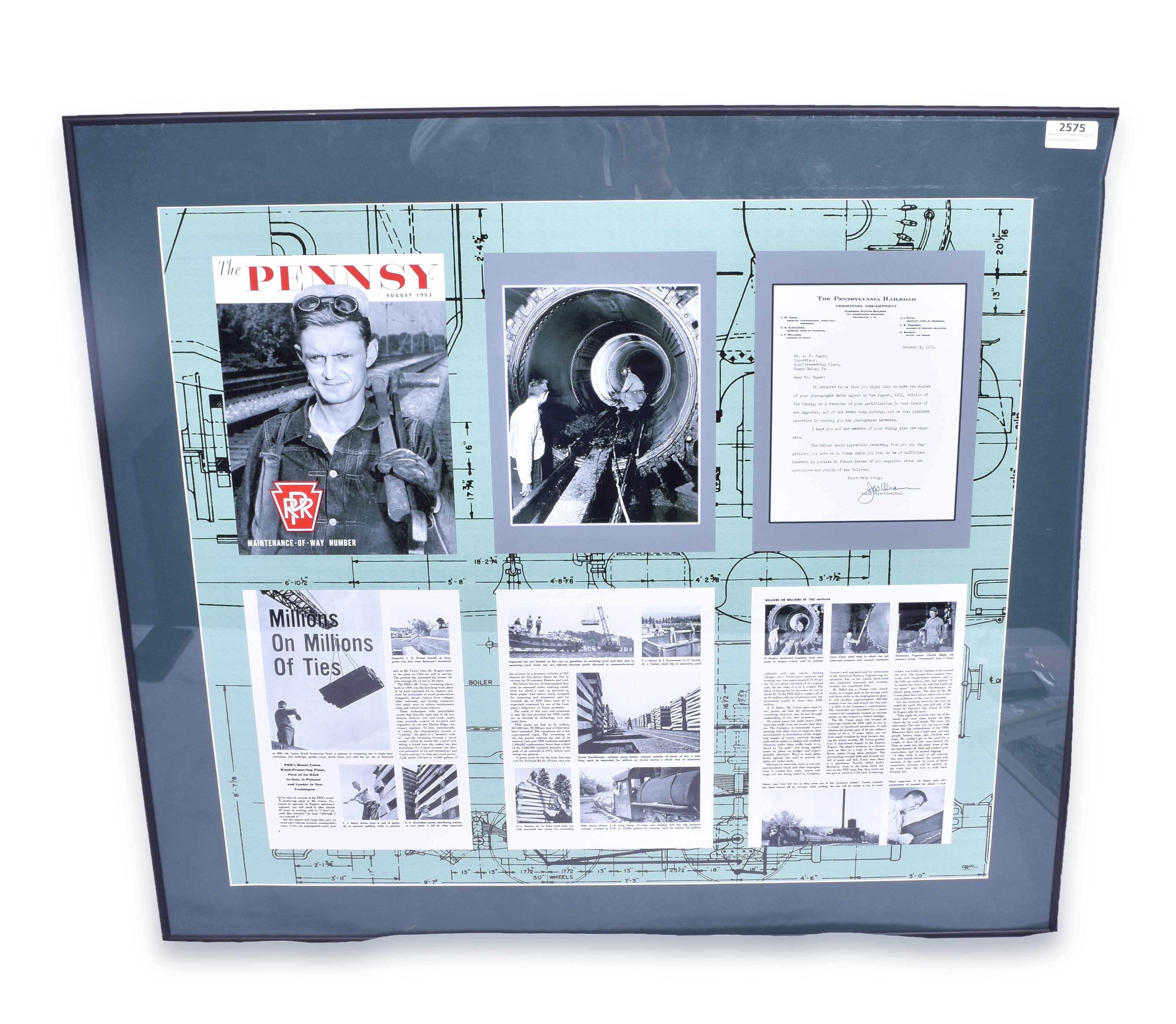 2575 - A.B. Baker - The Pennsy - Pennsylvania Railroad Magazine Framed Photo w/ Letter thumbnail