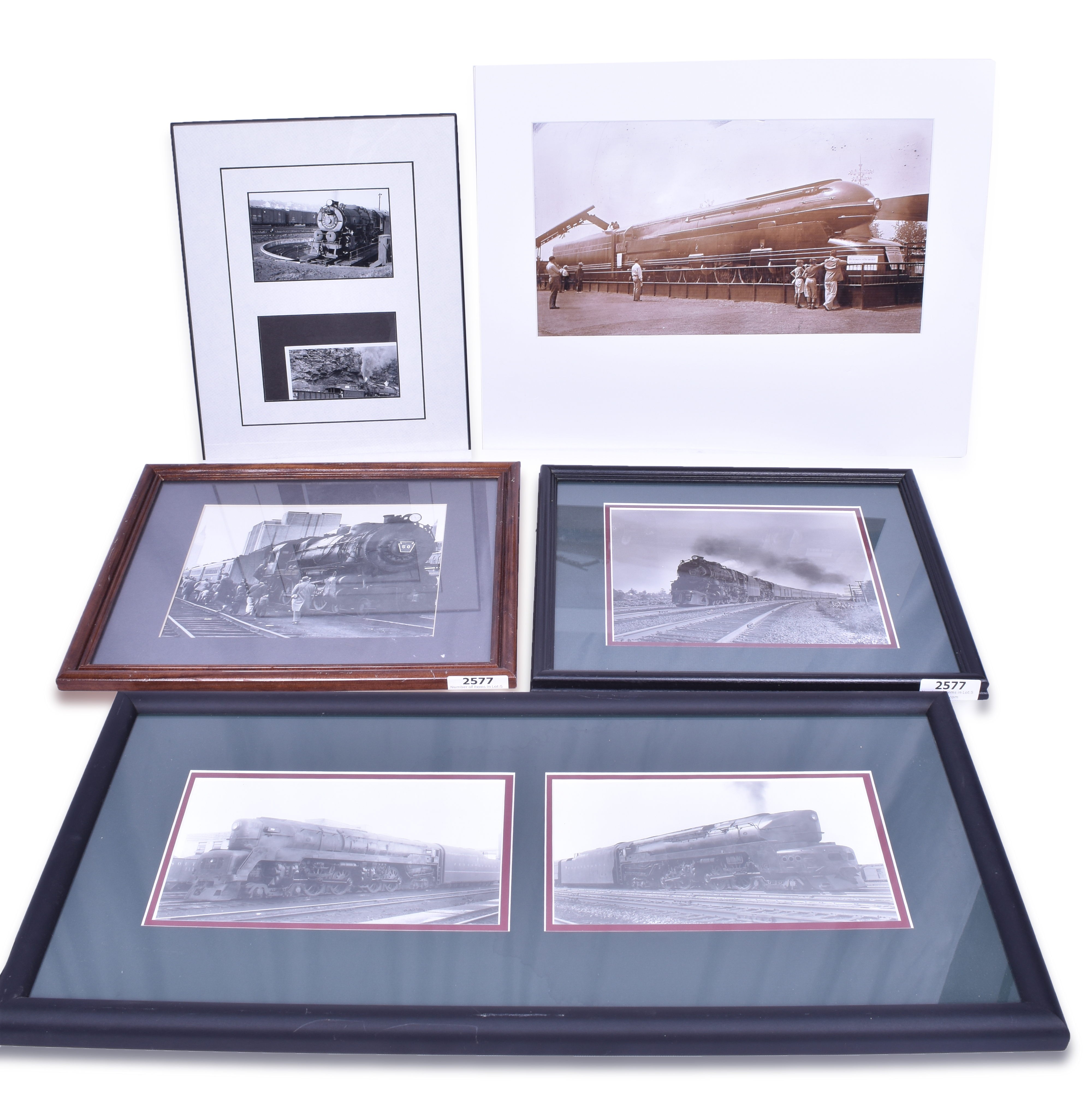 2577 - Five Framed Pennsylvania Steam Locomotive Photographs, T1, S-1, #830, N5C Caboose, etc. thumbnail