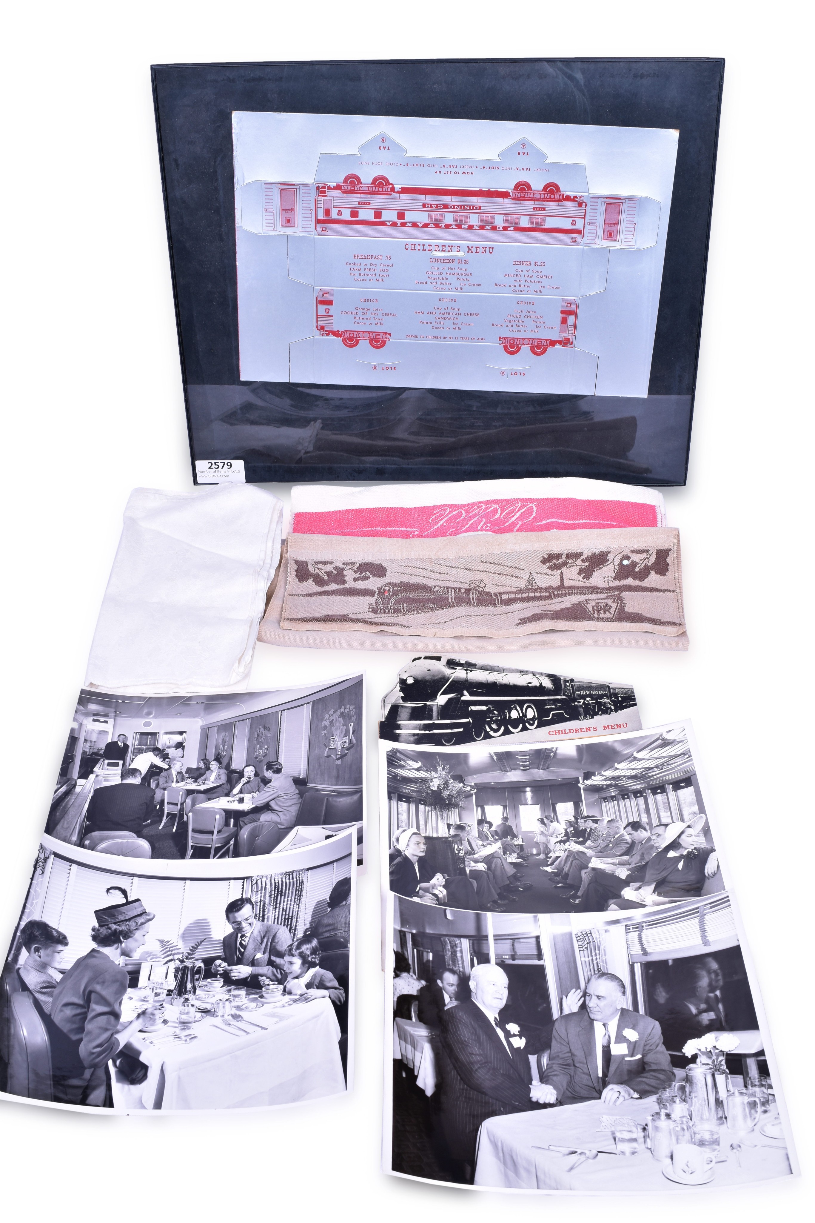 2579 - Pennsylvania and New Haven Railroad Dining Car and Coach Lot - Menus, Headrest Covers, Interior Photos, etc. thumbnail
