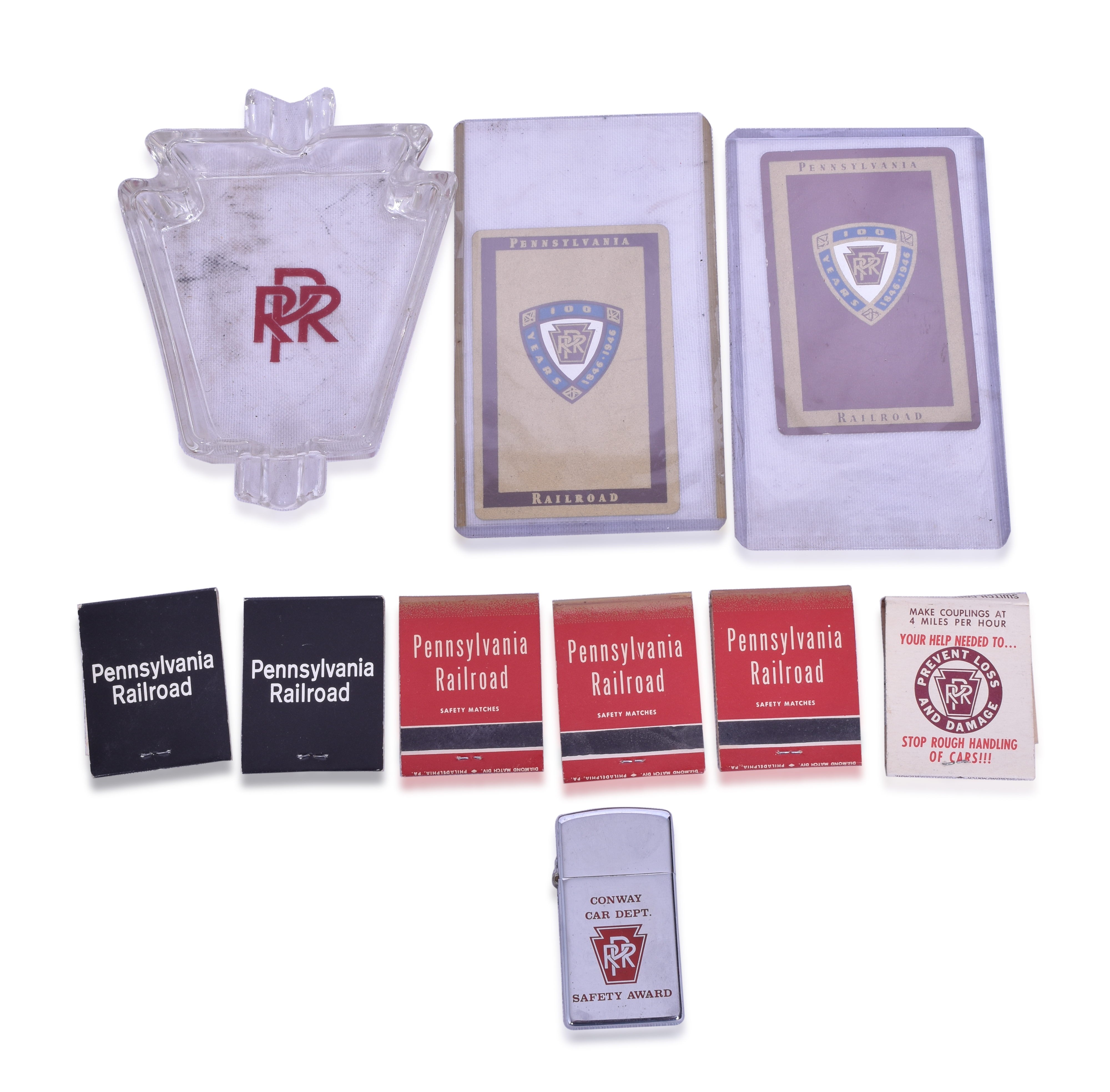 2581 - Pennsylvania Railroad Ashtray, Lighter, Match Books, and Pocket Calendars thumbnail