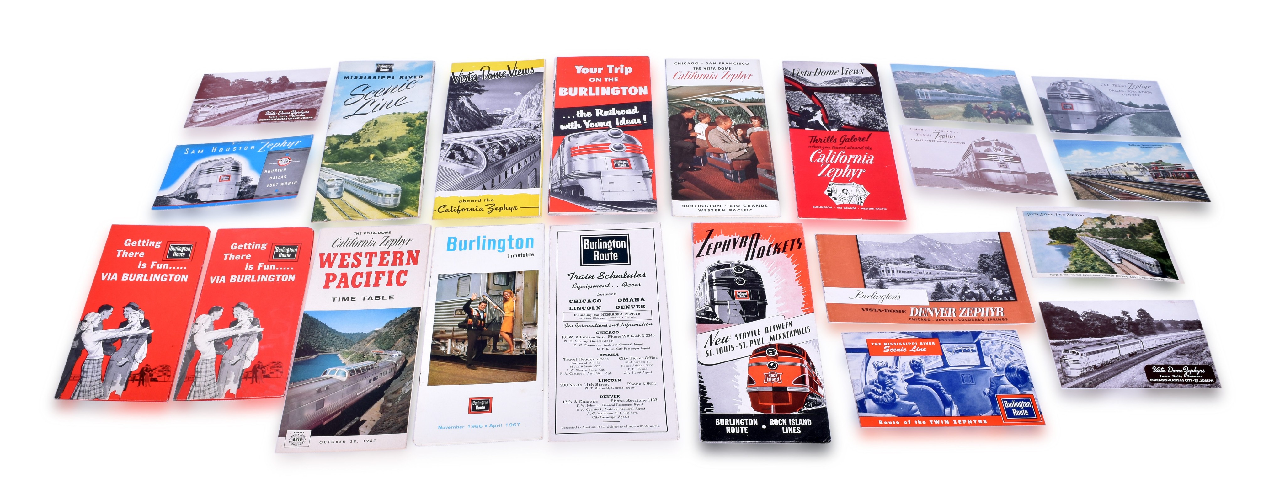 2591 - Burlington Route Railroad Train Postcards, Timetables, Brochures, & Ticket Pouches thumbnail