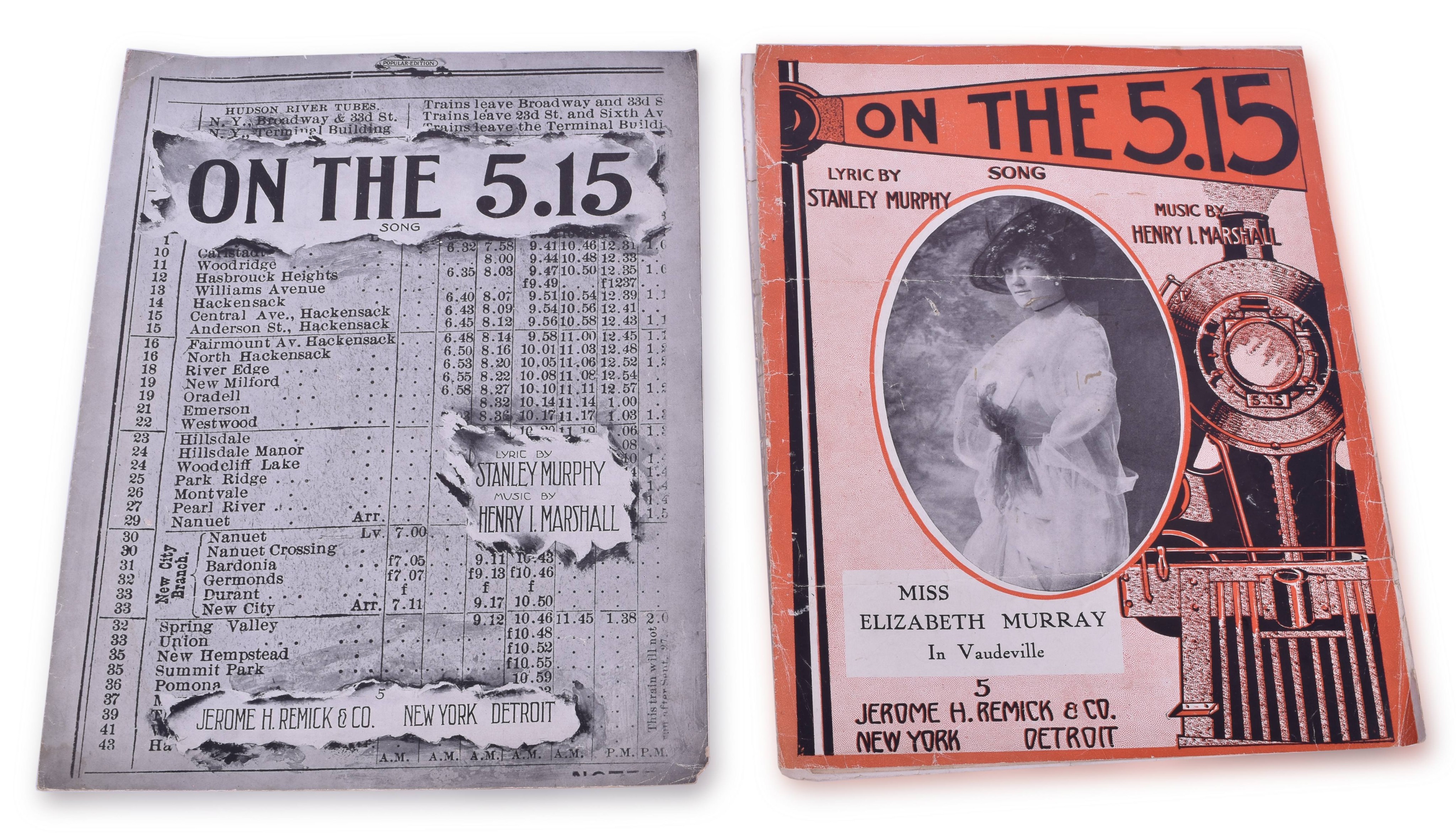 2592 - Two variations of On the 5:15 by Henry I. Marshall - Railroad Sheet Music thumbnail