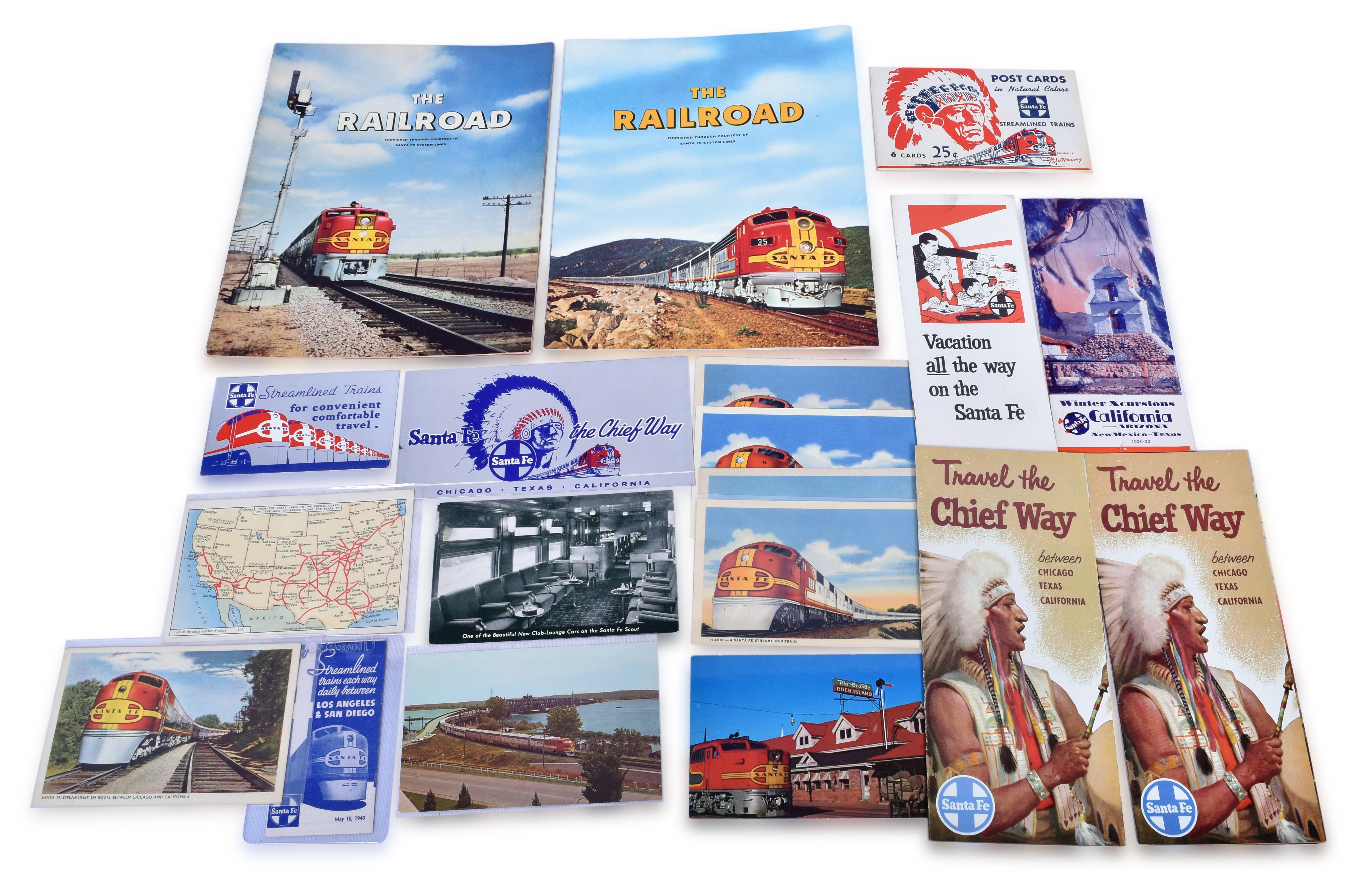 2595 - Santa Fe Railroad Itinerary Envelope, Schedule, Ticket Pouch, Postcards, Brochures & Booklets thumbnail