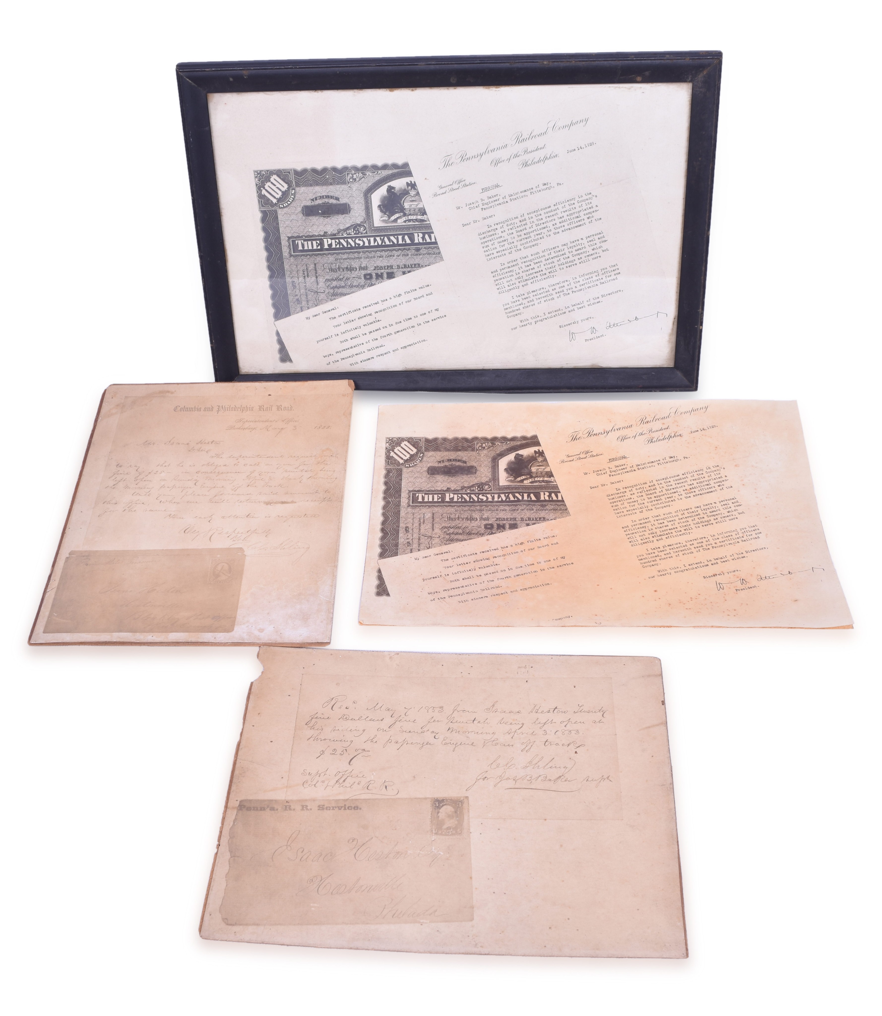 2600 - Group of Photocopied Railroad Letters- 1833 Pennsylvania Railroad Derailment, 1853 Columbia and Philadelphia Railroad, 1929 Pennsylvania thumbnail