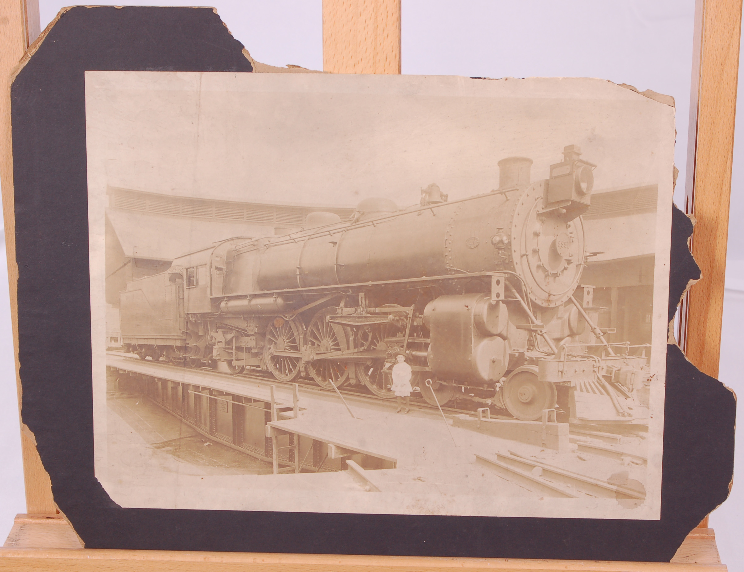 43 - Period original photograph of Pennsylvania Railroad K2 4-6-2 steam locomotive No. 9991 w/ a young child thumbnail