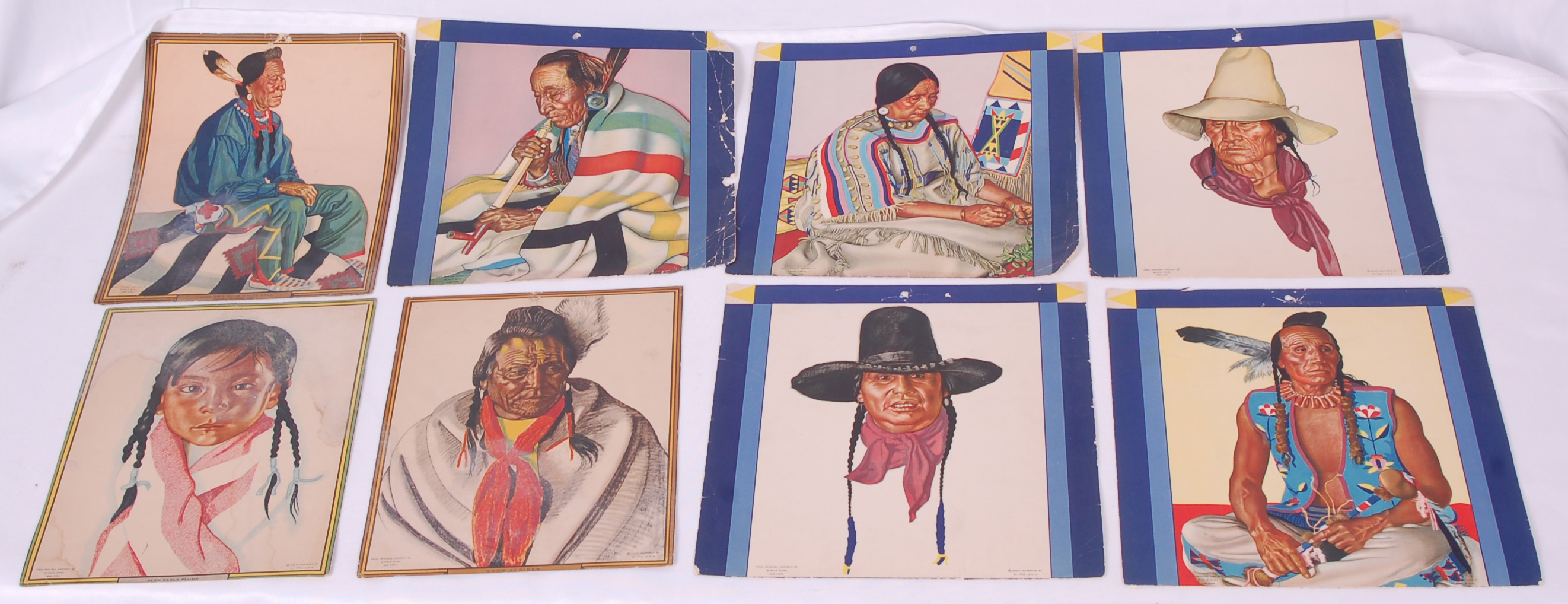 46 - Group of eighteen Winold Reiss Native American Indian prints from Great Northern Railway calendars thumbnail