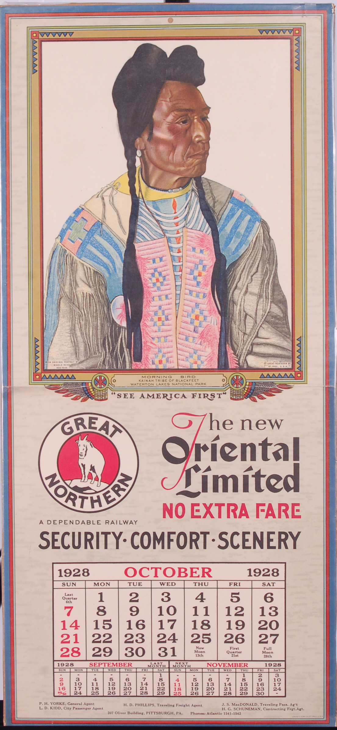 53 - Great Northern Railway October 1928 Oriental Limited calendar sheet thumbnail