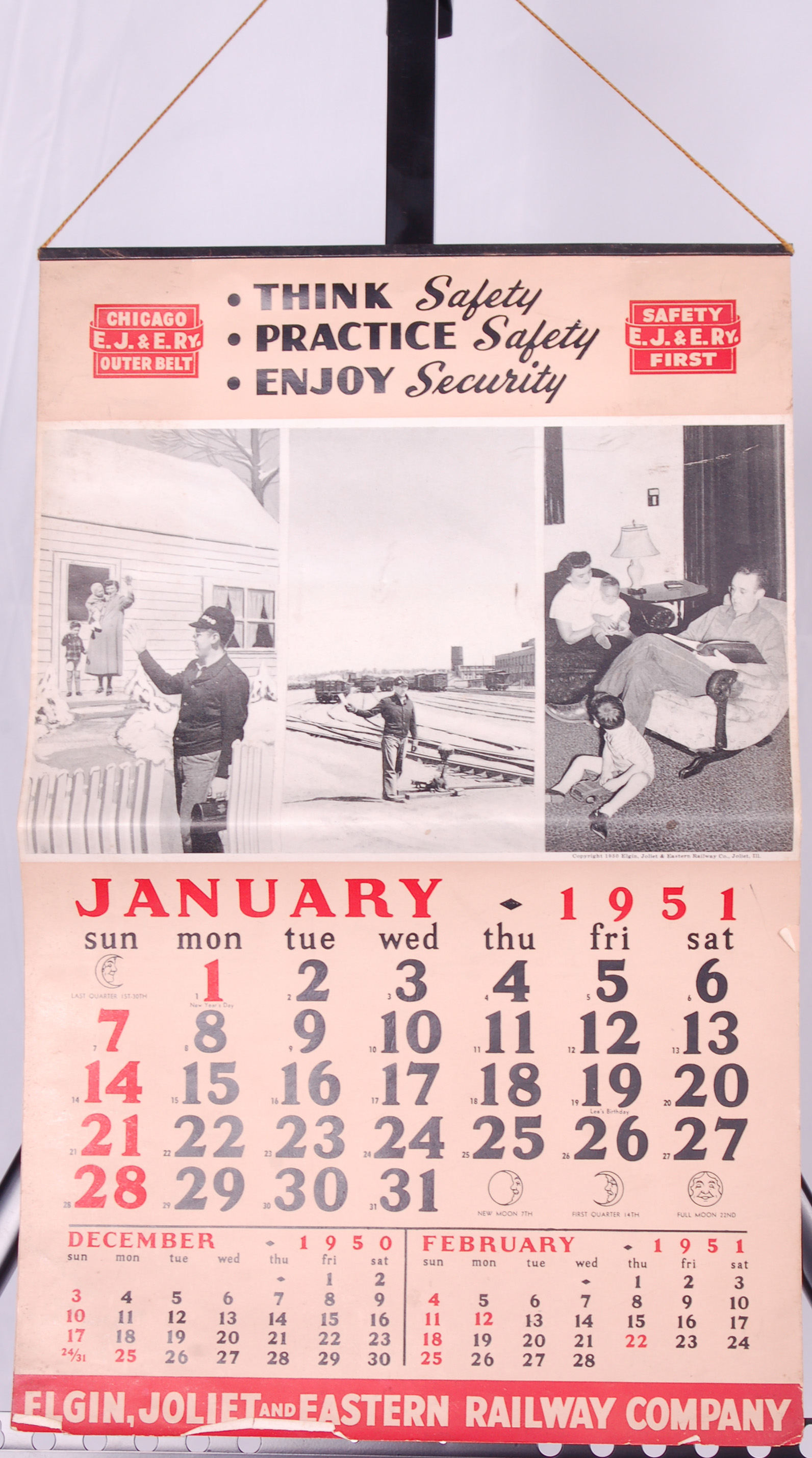 69 - Elgin Joliet & Eastern Railroad 1951 Unused Employee Safety Calendar thumbnail