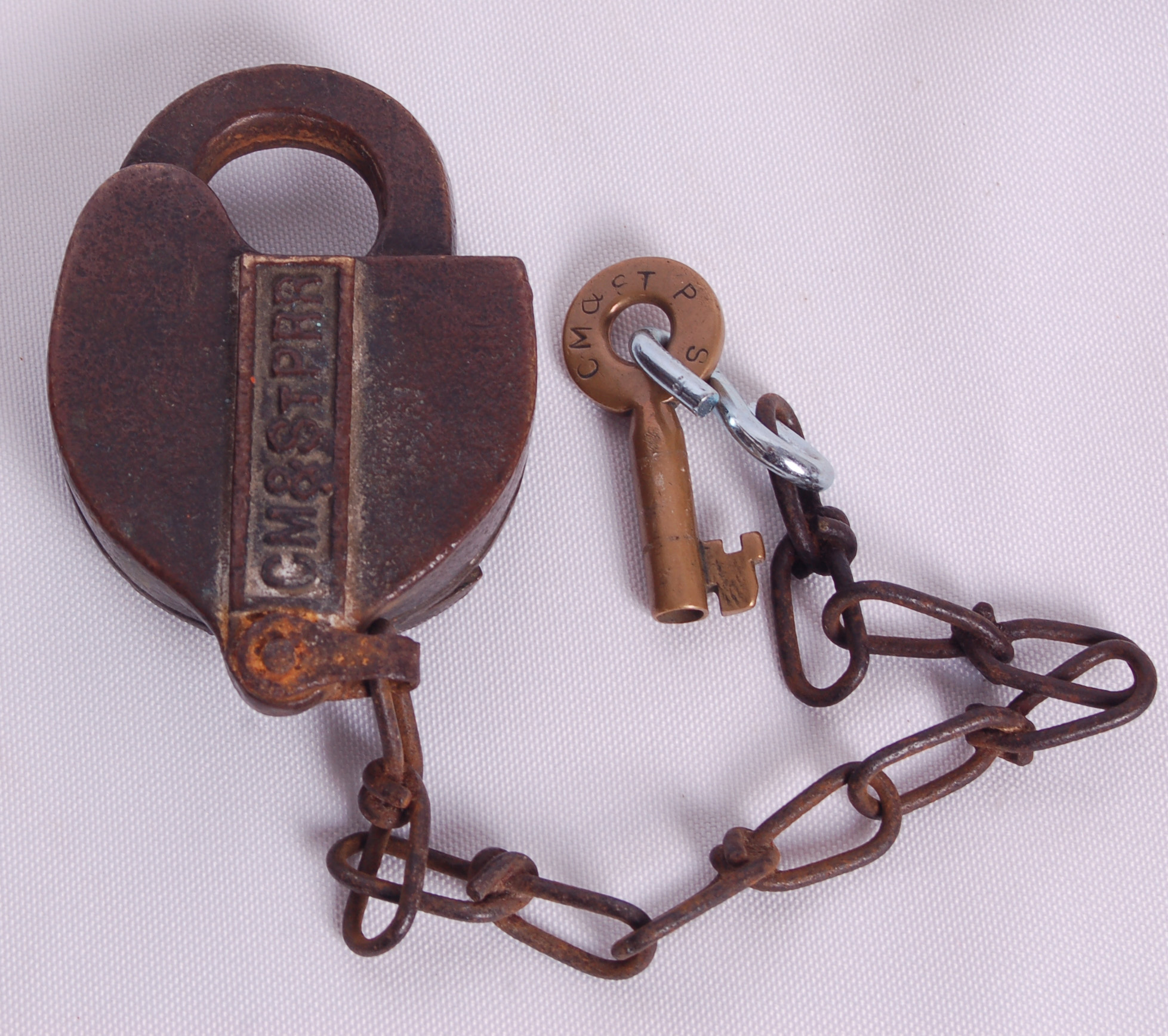 78 - Milwaukee Road Brass Railroad Switch Lock w/ Loeffel Holz & Co. Key thumbnail