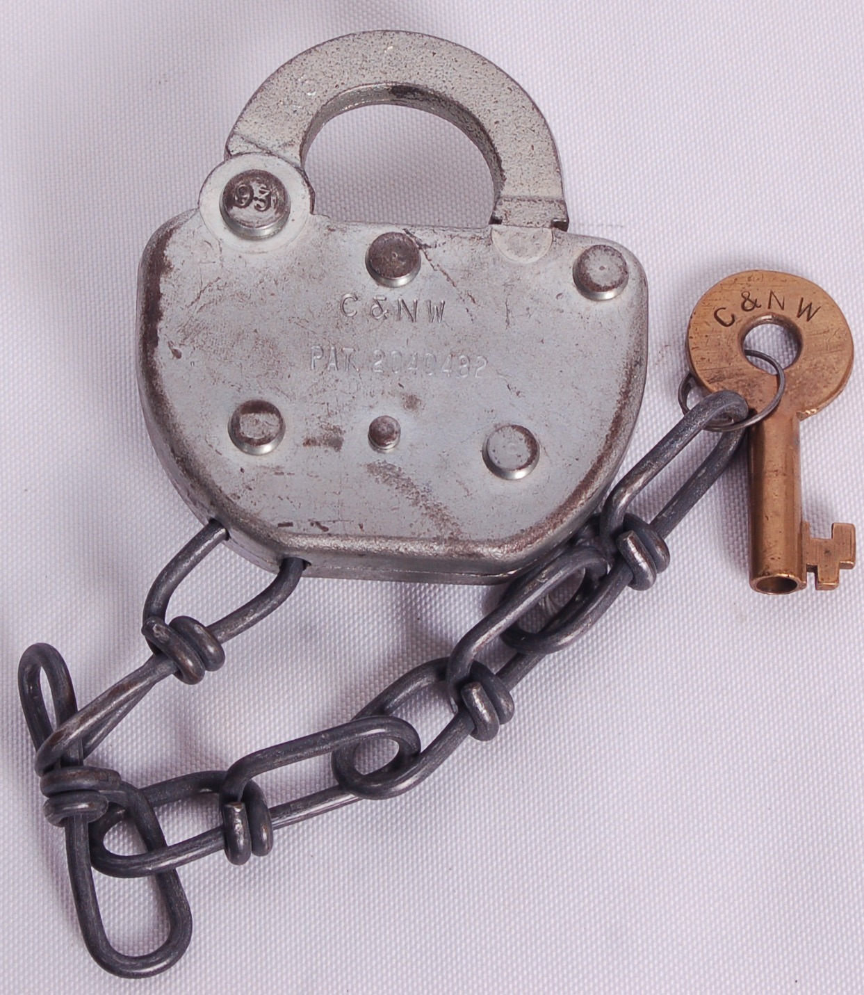 81 - Adlake Chicago and Northwestern Railroad Switch Lock w/ Key thumbnail