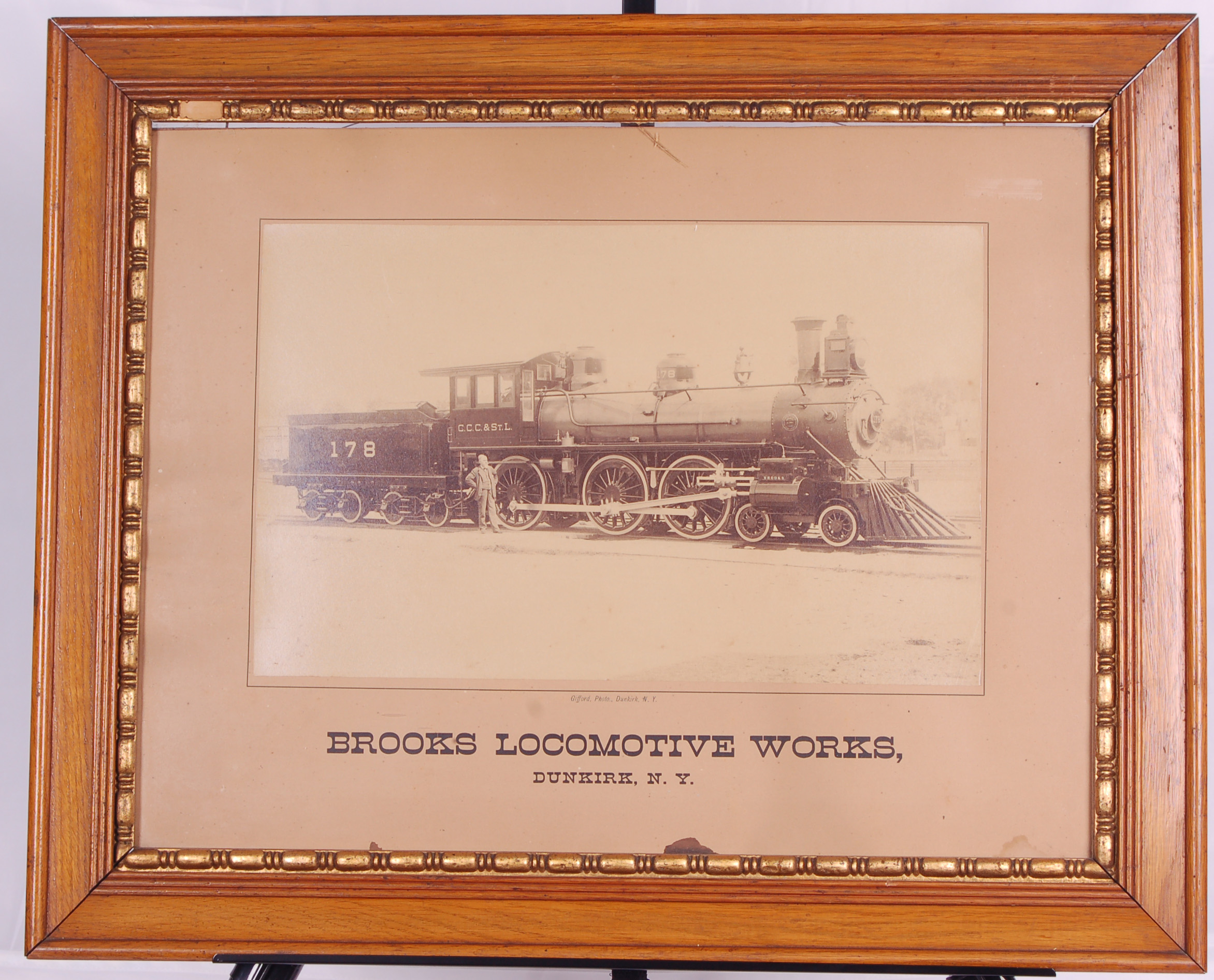 84 - Brooks Locomotive Works Big Four 4-6-0 #178 Builders Photograph w/ Original Frame thumbnail