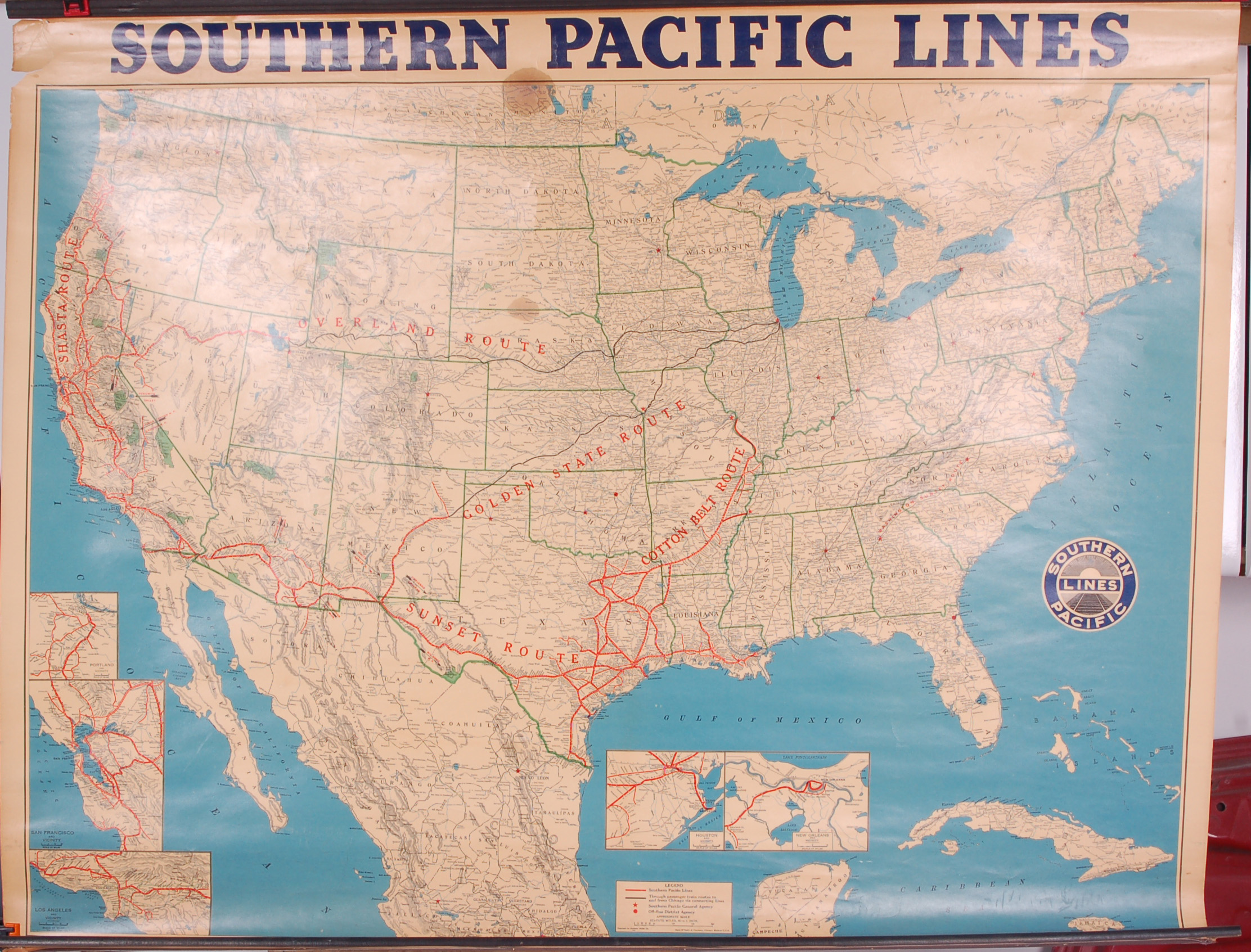 88 - Southern Pacific 1952 Railroad Wall Map thumbnail