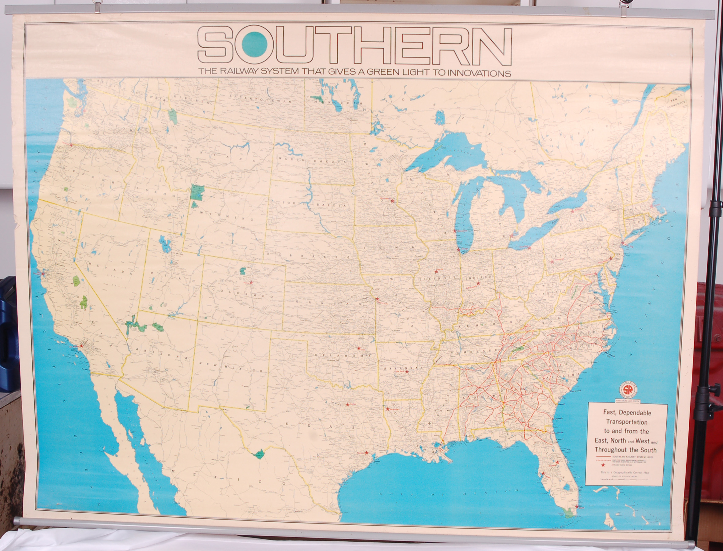 89 - Southern Railroad 1976 Wall Map thumbnail