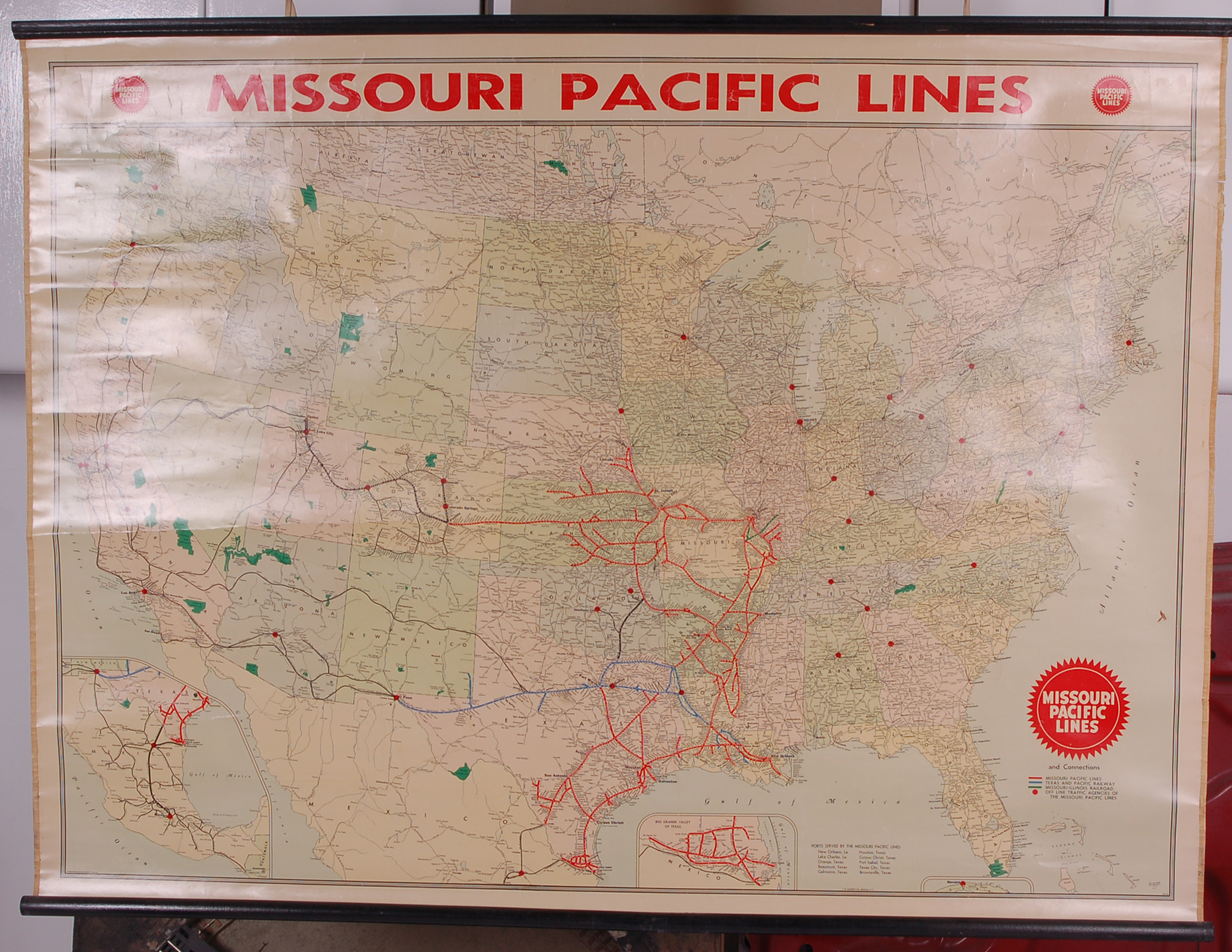 90 - Missouri Pacific Railroad 1951 Wall Map thumbnail