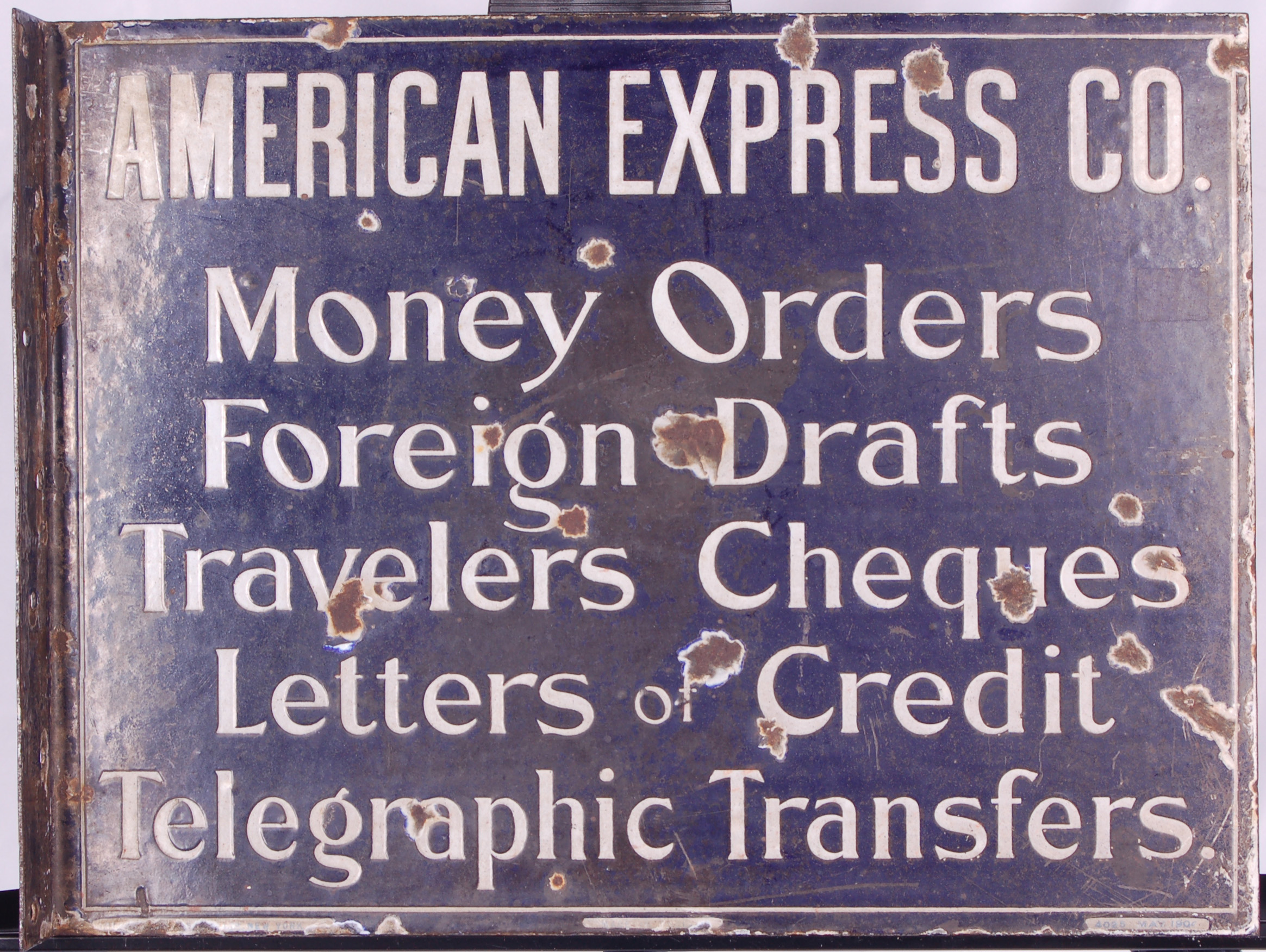 104 - American Express Co. 1904 Porcelain Double Sided Flange Telegraph Sign thumbnail