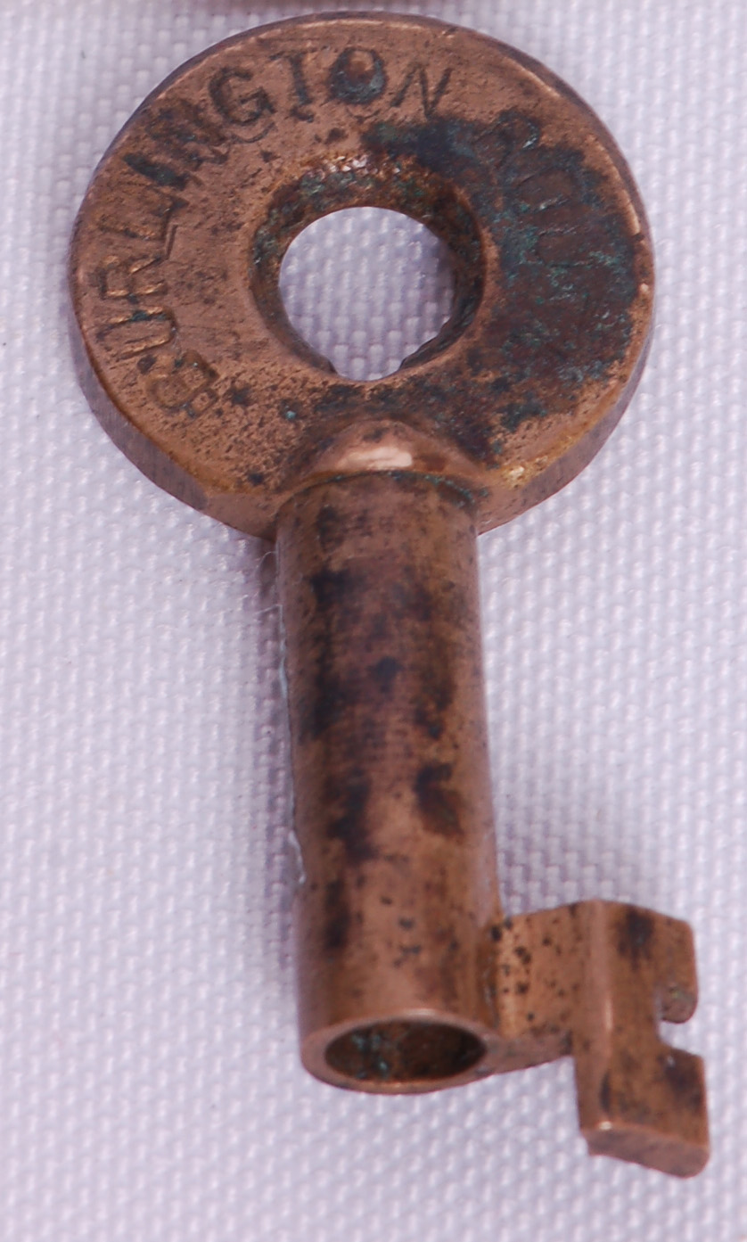 132 - Burlington Route / CB&Q Railroad Adlake Switch Lock Key. thumbnail