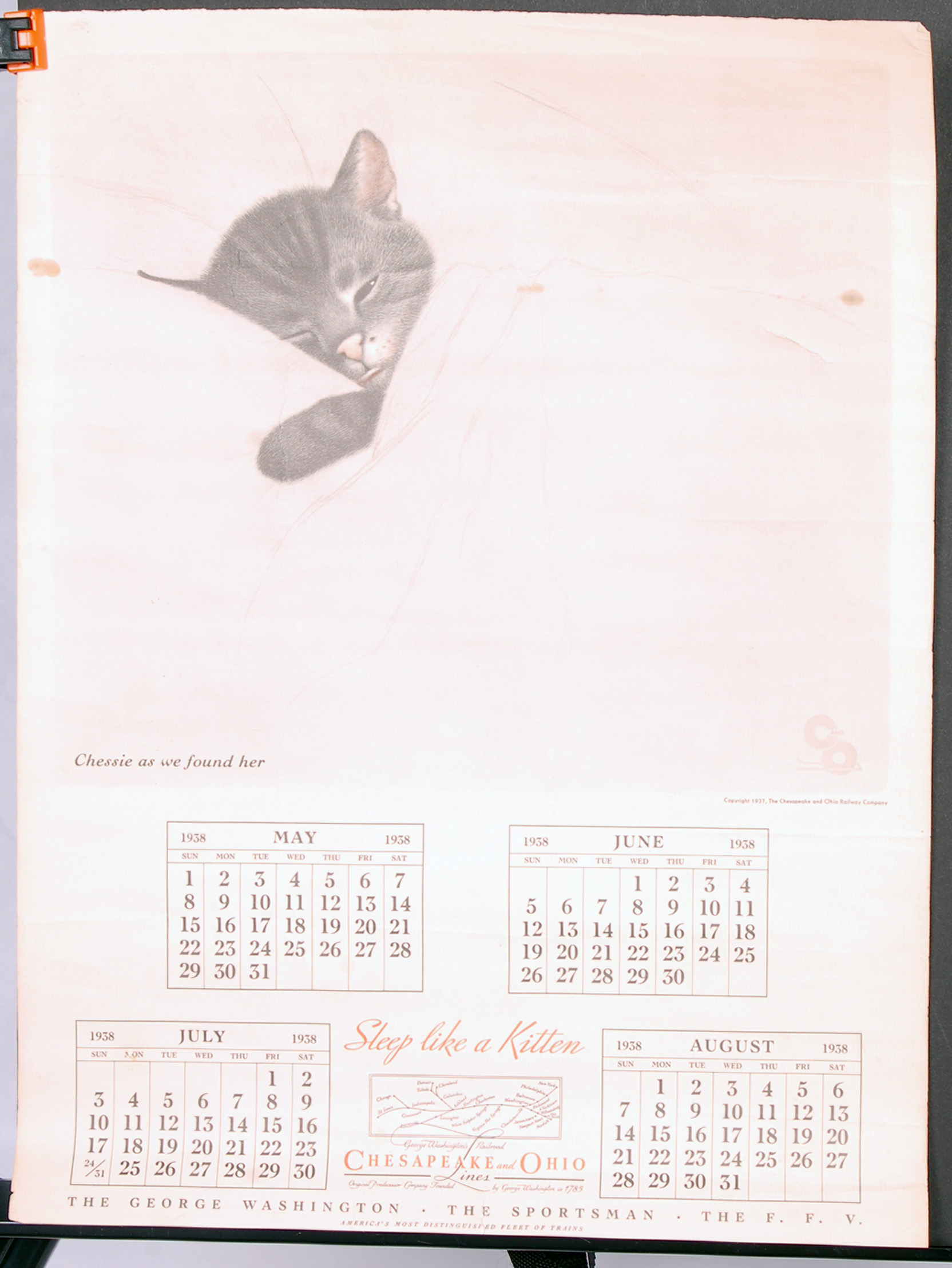 219 - Chesapeake and Ohio Railroad 1938 Original Calendar Print - Chessie As We Found Her thumbnail