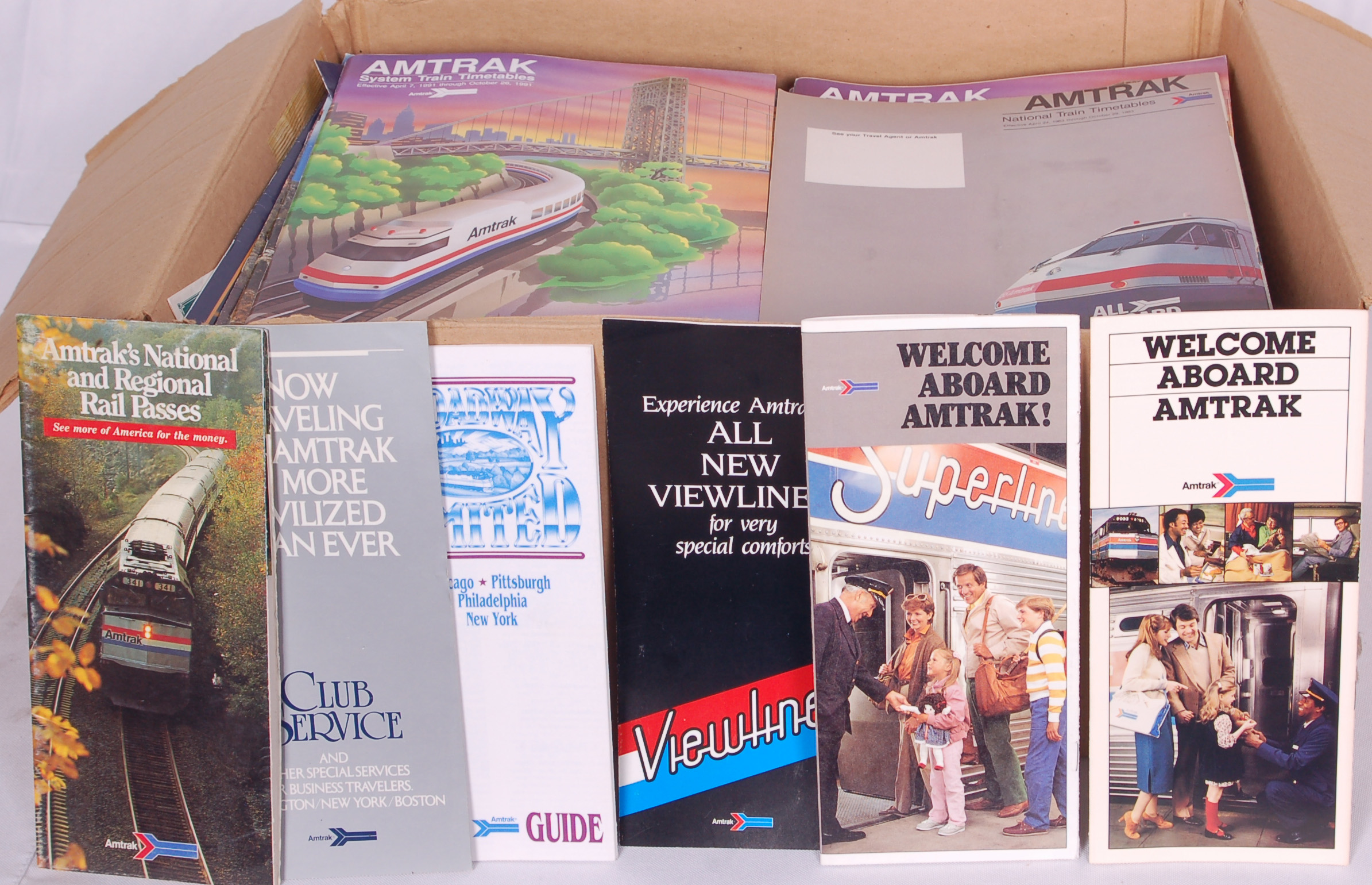 226 - Large Box Filled With Amtrak Timetables and Brochures thumbnail