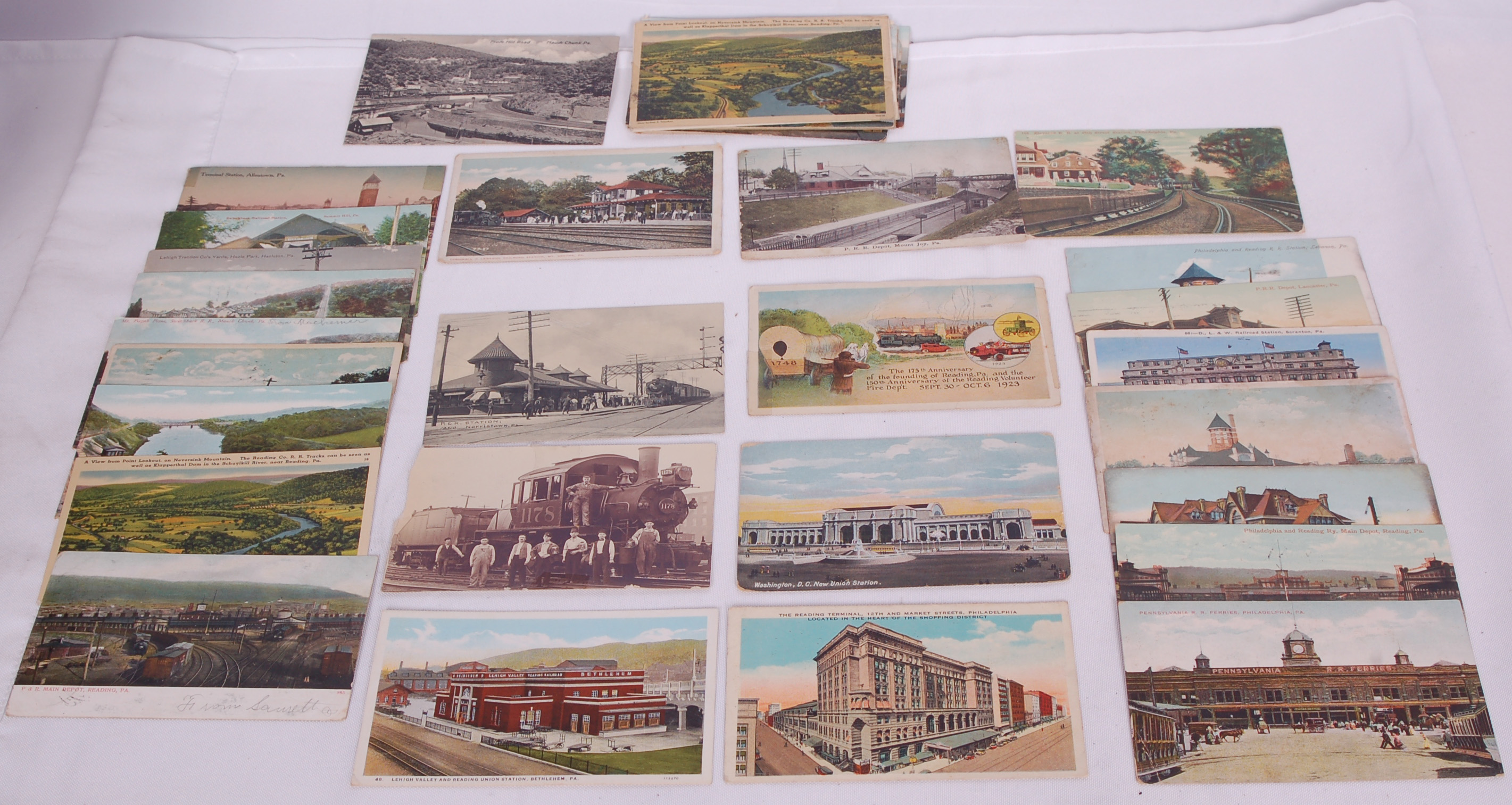234 - Group of 37 early 1900's Railroad Postcards - Pennsylvania, Reading, Washington Union Station, etc. thumbnail