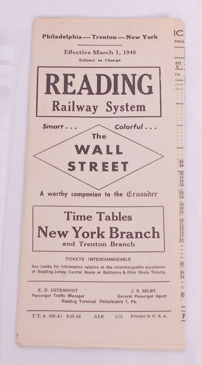 241 - Reading Railroad New York Branch March 1, 1948 Timetable - The Wall Street / Crusader thumbnail