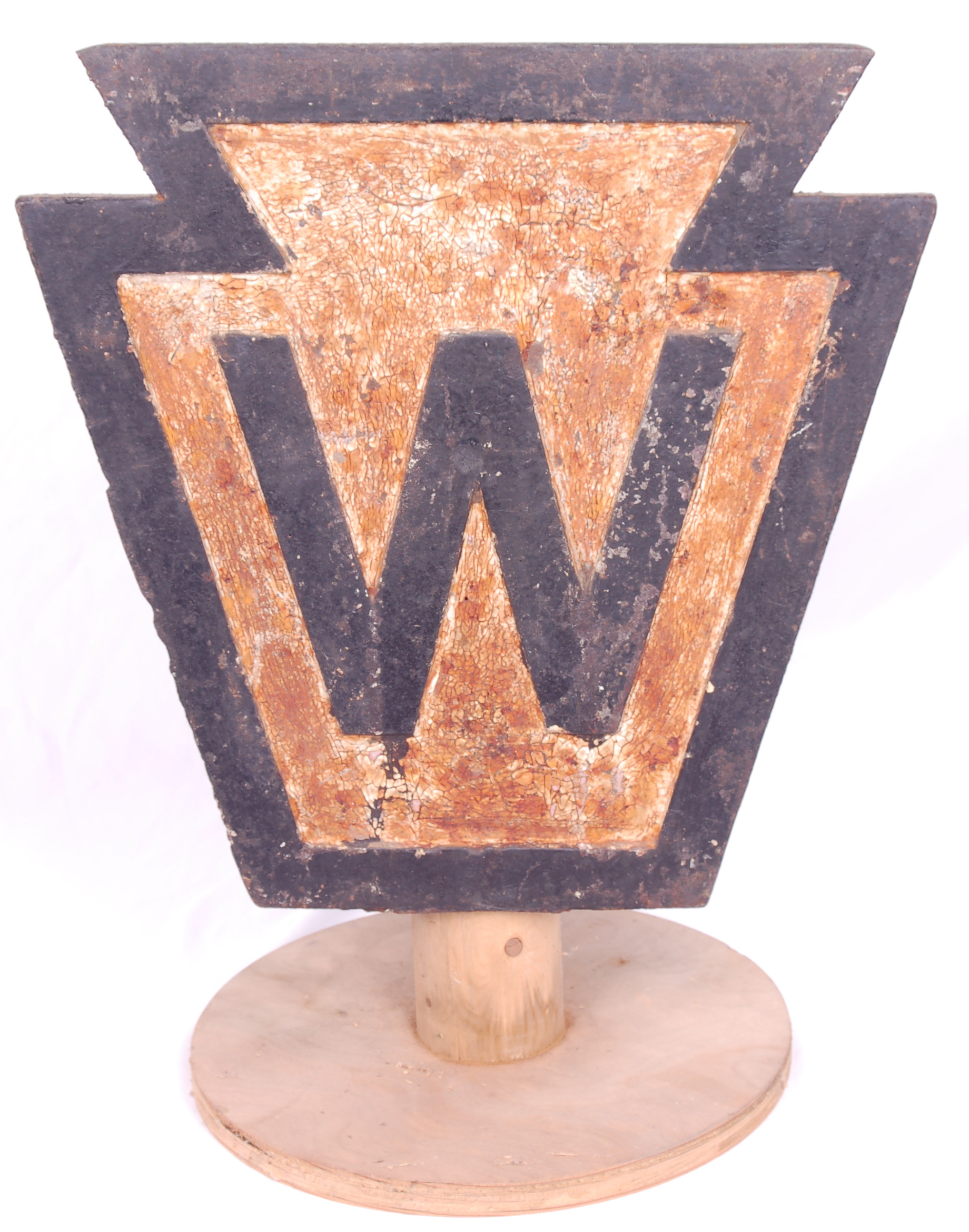 243 - Original Pennsylvania Railroad Cast Iron Keystone Whistle Sign thumbnail