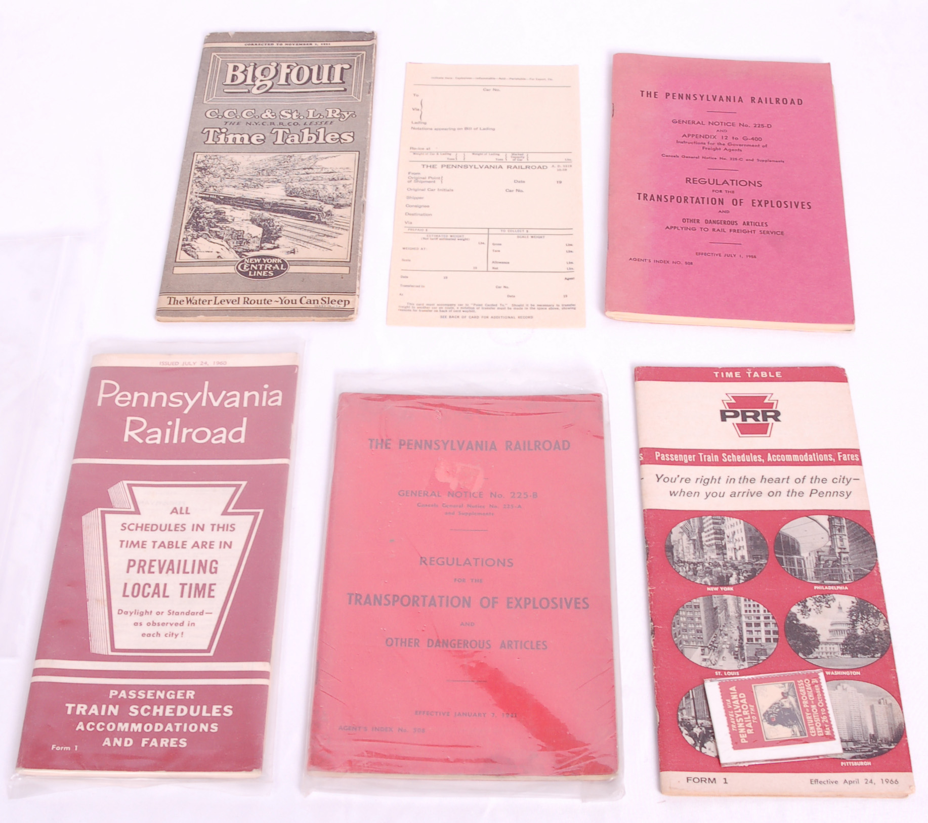 253 - Group of Pennsylvania & Big Four Railroad Regulation Books, Timetables, and More thumbnail