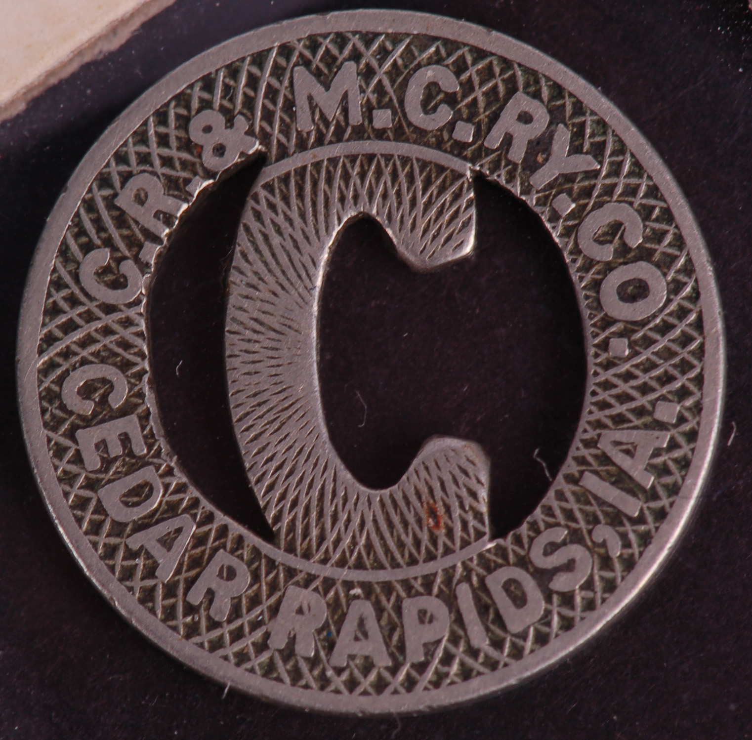 361 - Cedar Rapids & Marion City Railway Token - Good For One City Fare thumbnail