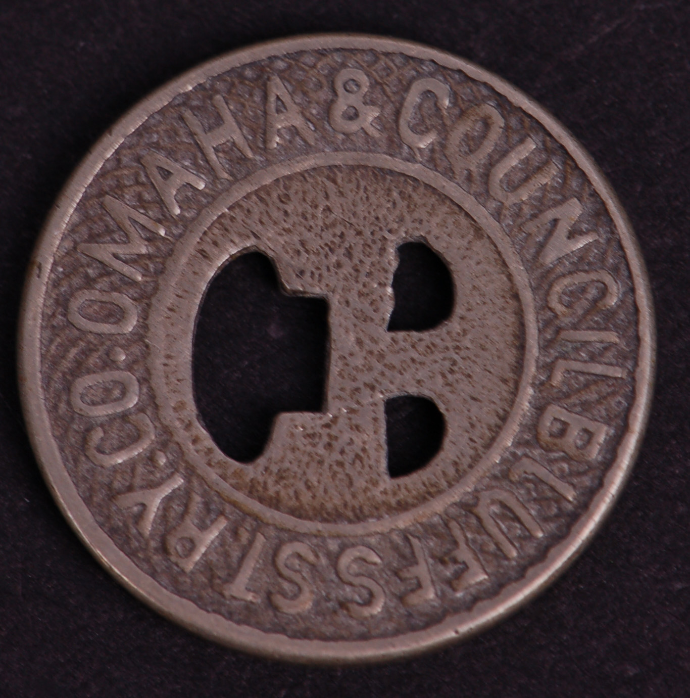 362 - Omaha & Council Bluffs Street Railway Company Token - Good For One City Fare thumbnail
