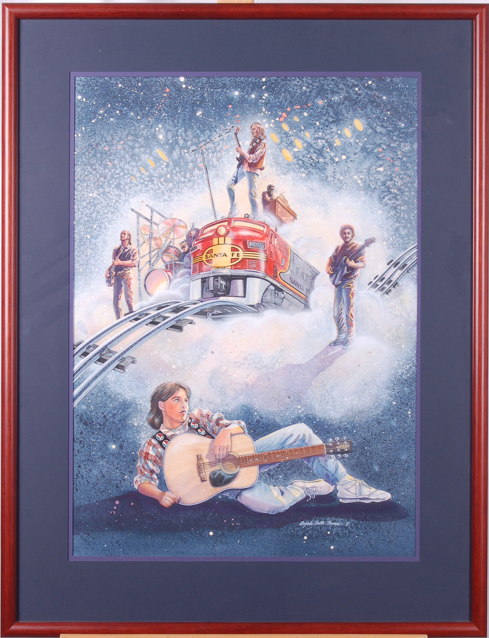 38 - Neil Young on top of Santa Fe- Dress Scene - Original watercolor painting thumbnail