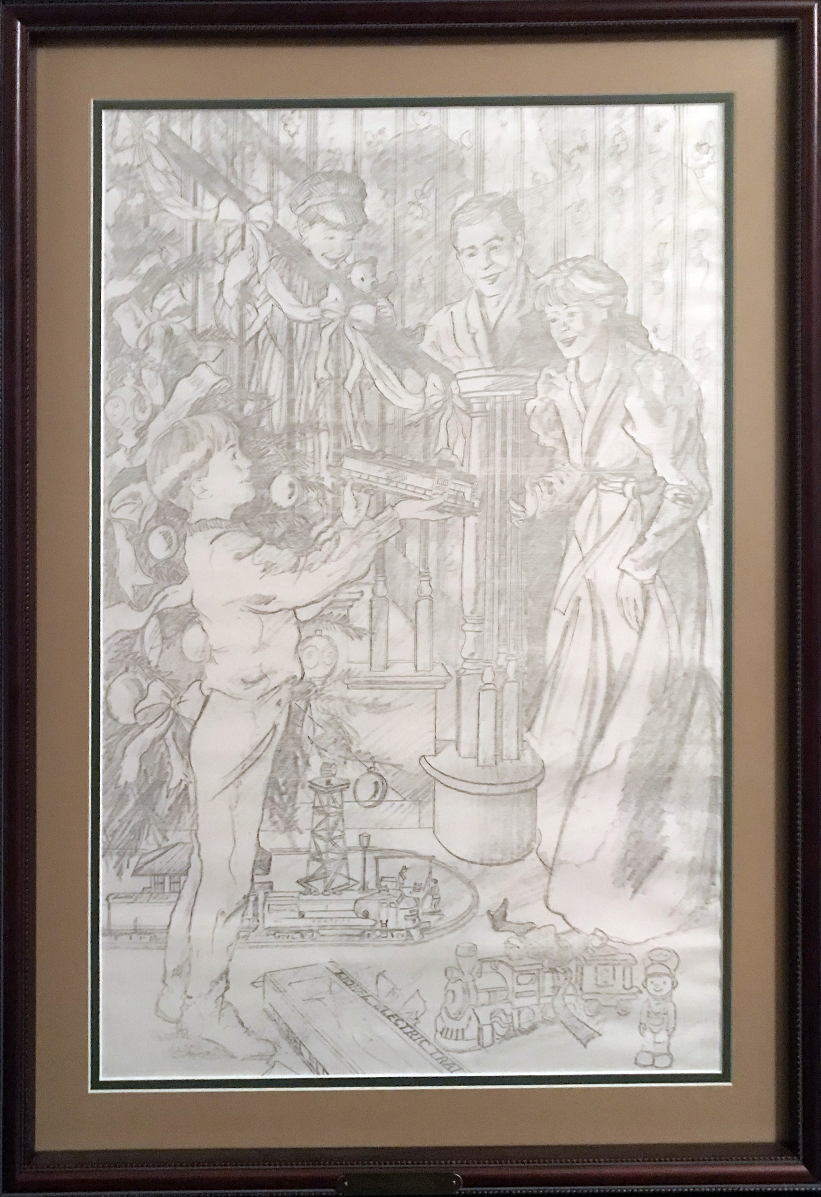 59 - Christmas Morning - reproduction pencil sketch w/ notable variations thumbnail