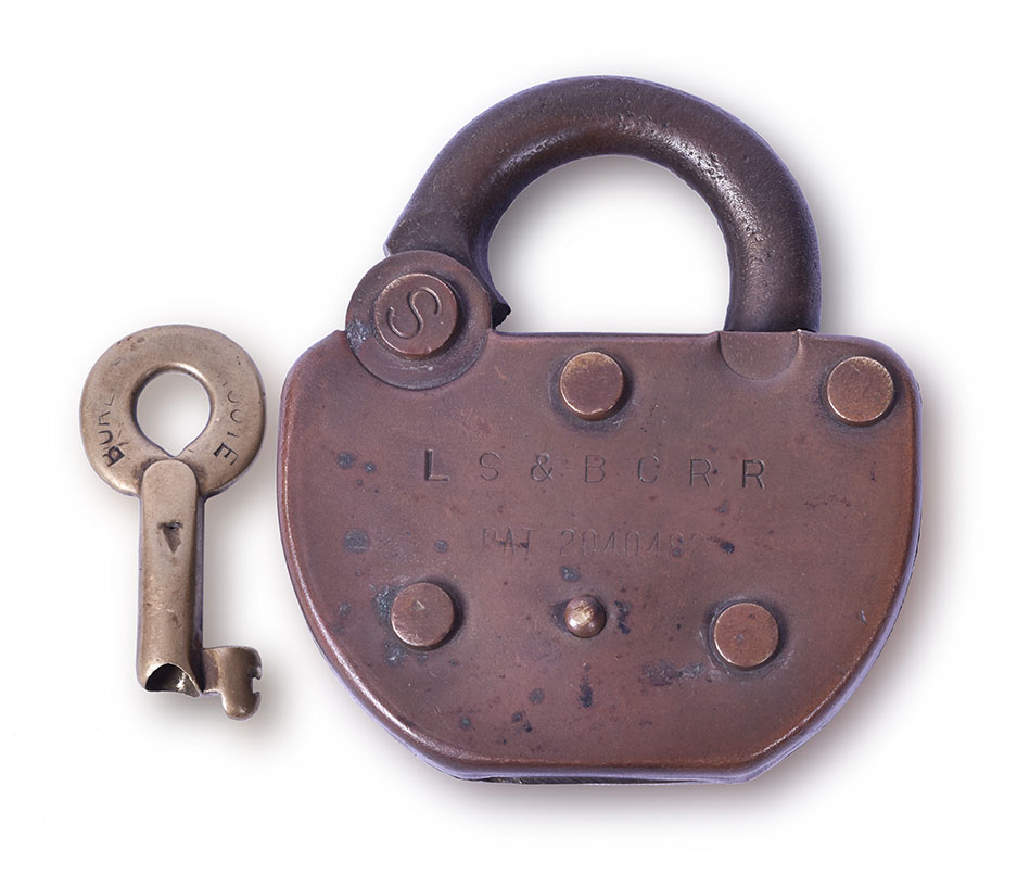 27 - LaSalle and Bureau County Railroad Adlake Switch Lock w/ Original Key thumbnail