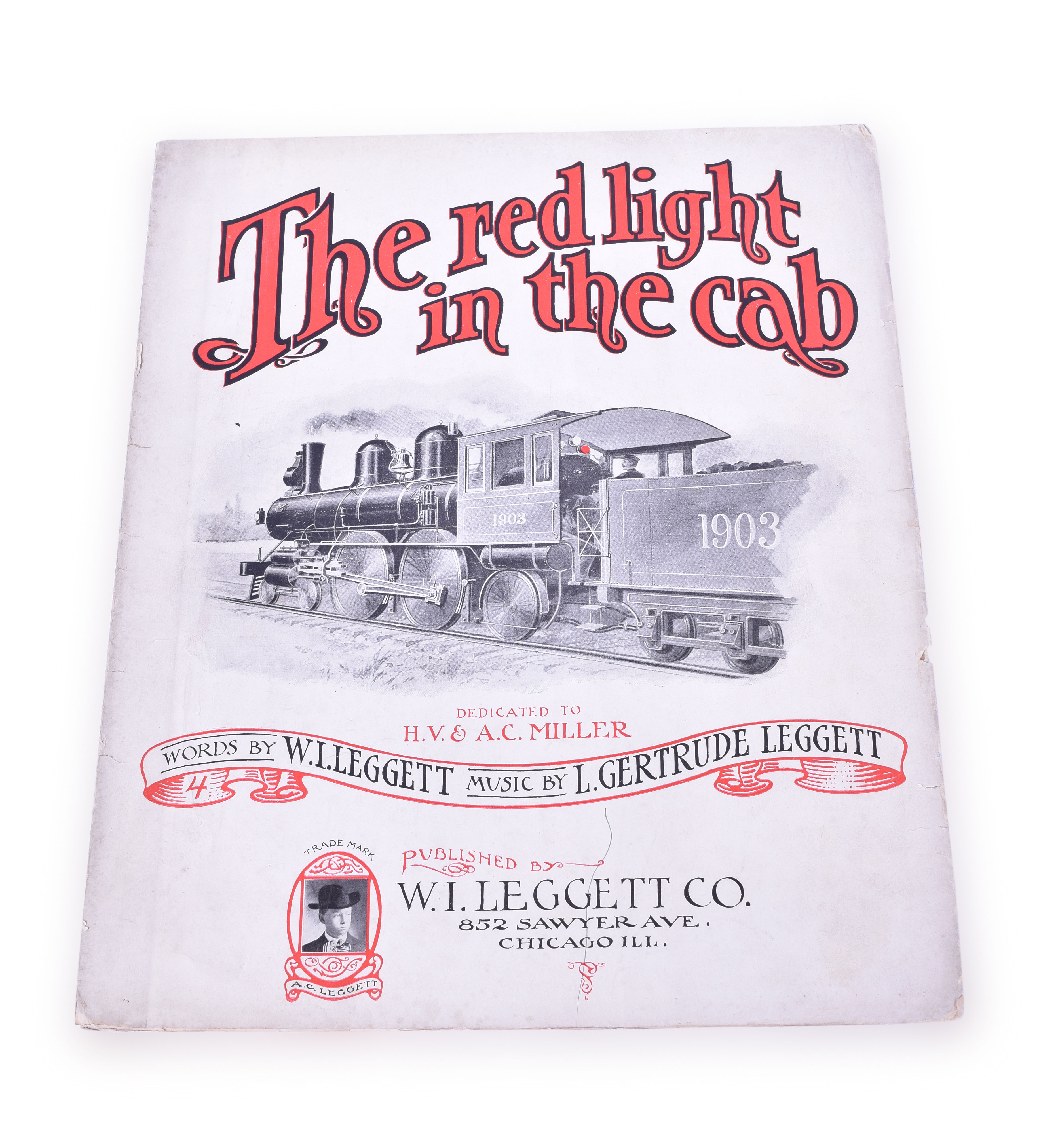 52 - The Red Light in The Cab - Original Railroad 1903 Sheet Music thumbnail