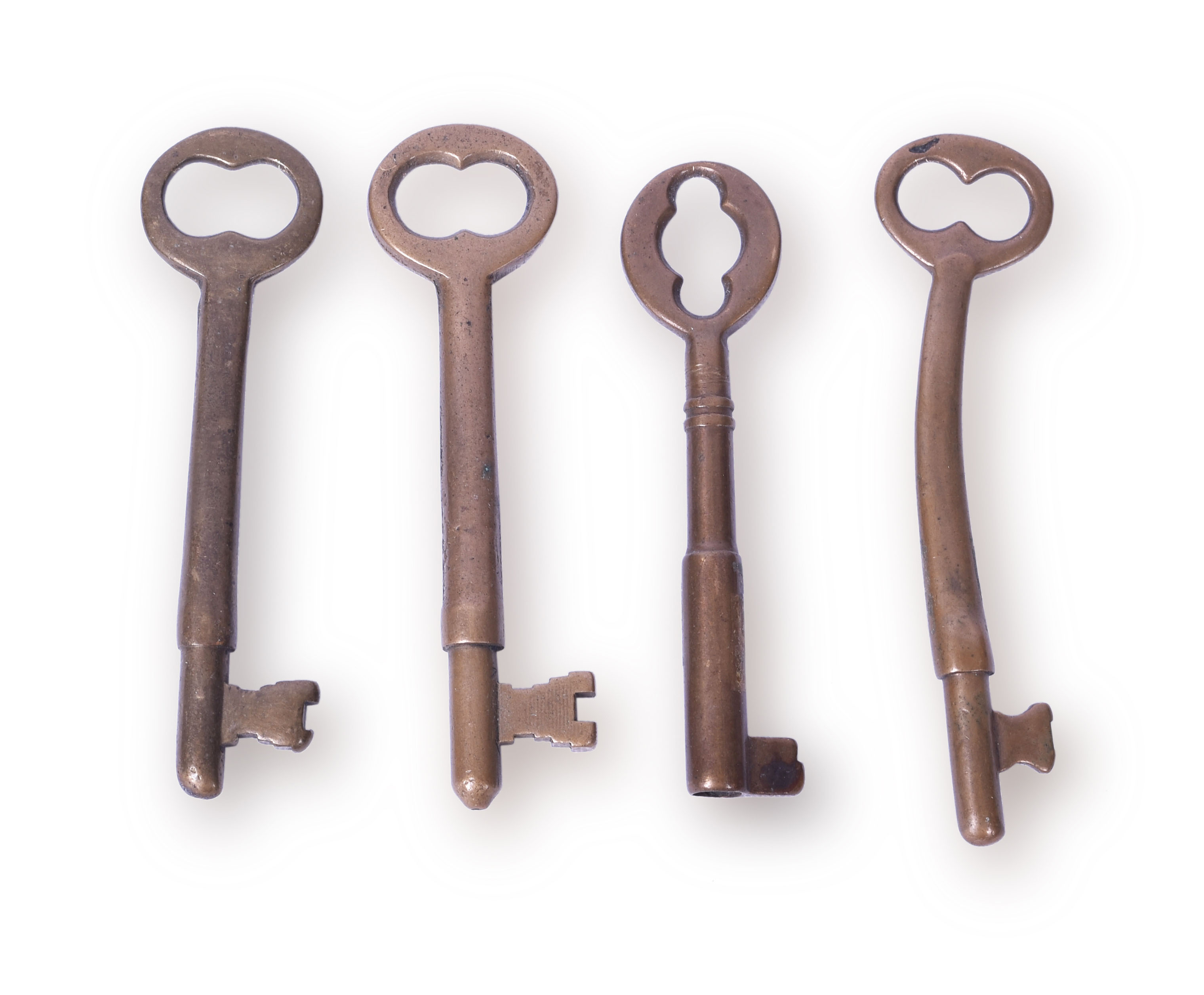 65 - Group of Four Caboose / Coach Keys - Adlake and Unmarked thumbnail