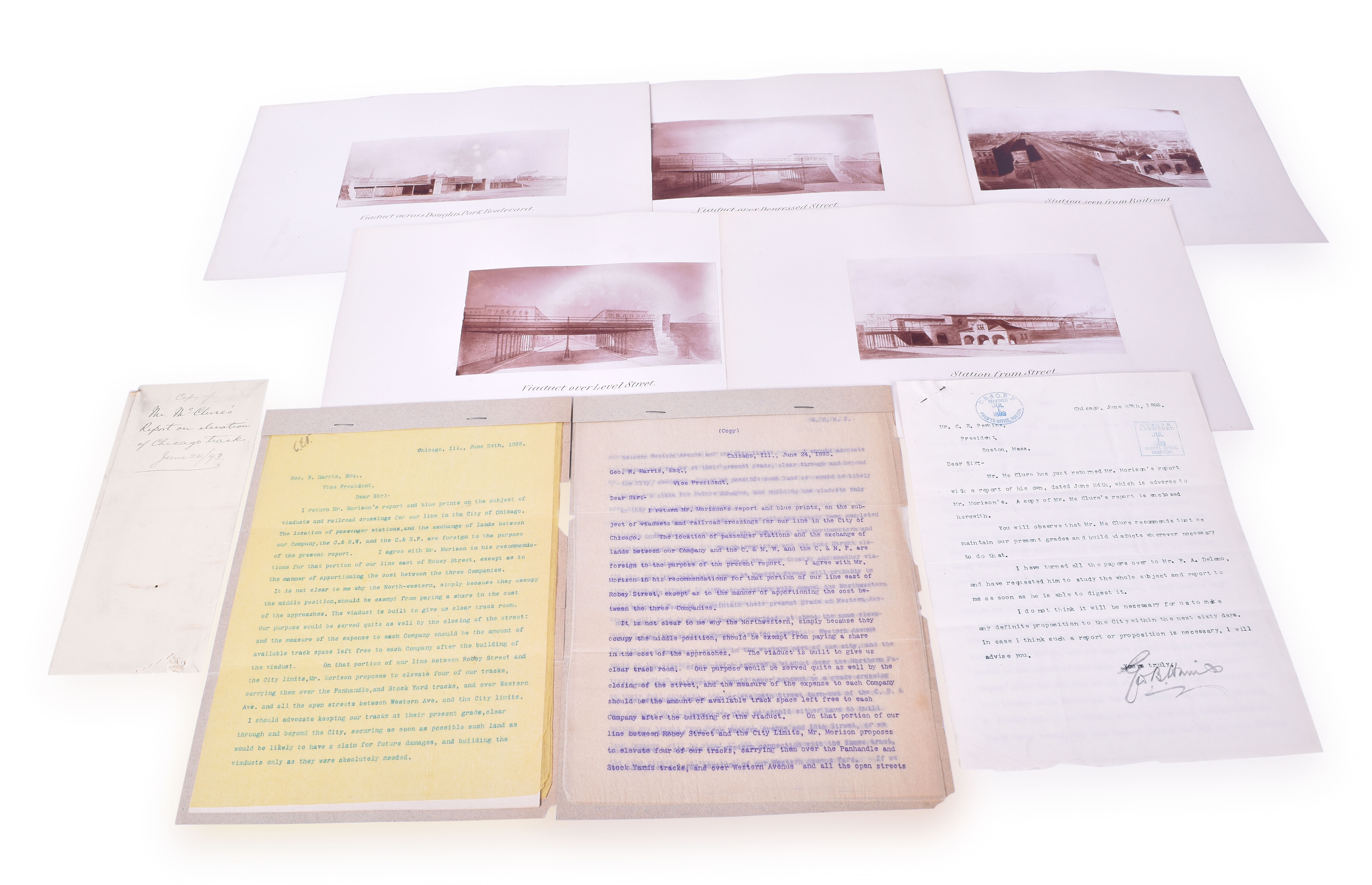 79 - 1893 CB&Q Letters and Proposed Sketches for Adding Railroad Viaducts in Chicago - CB&Q Company Archives thumbnail