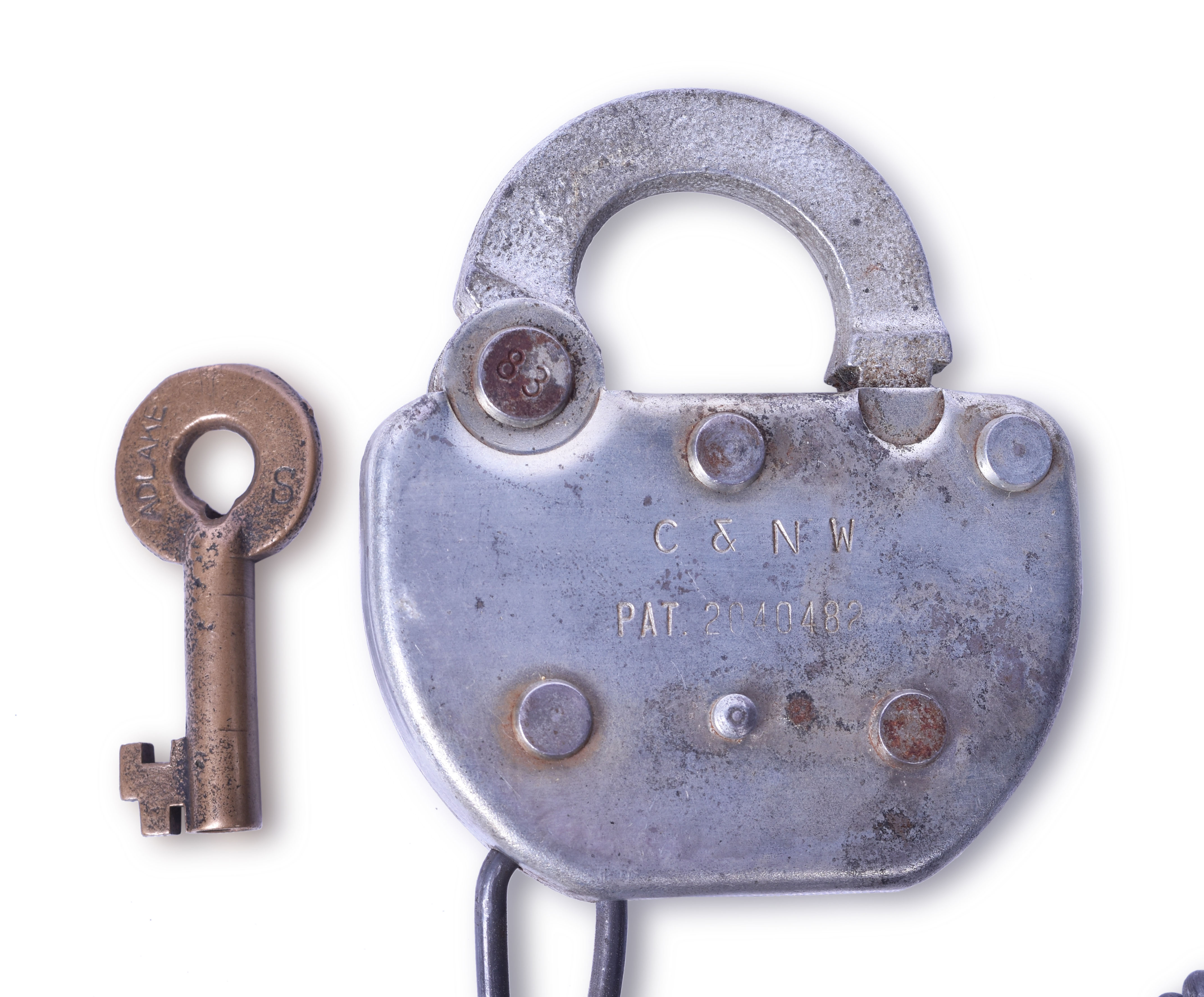 85 - Adlake Chicago and Northwestern Railroad Switch Lock w/ Key thumbnail