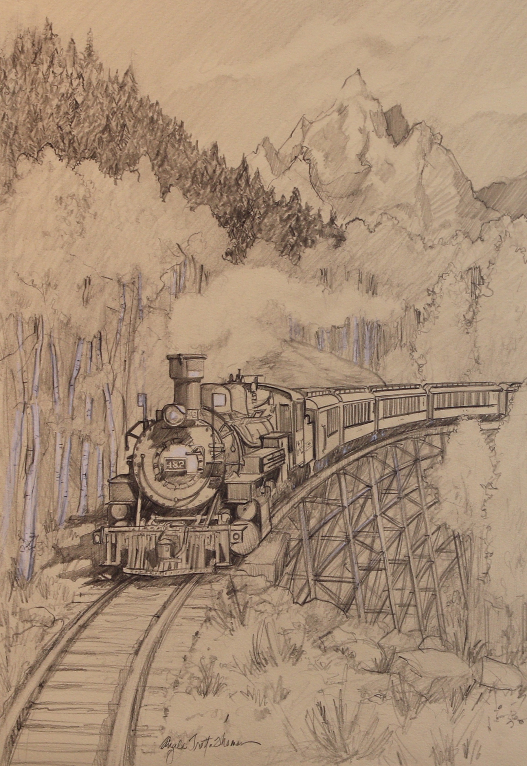 316 - Over the Bridge - Original Pencil Sketch thumbnail