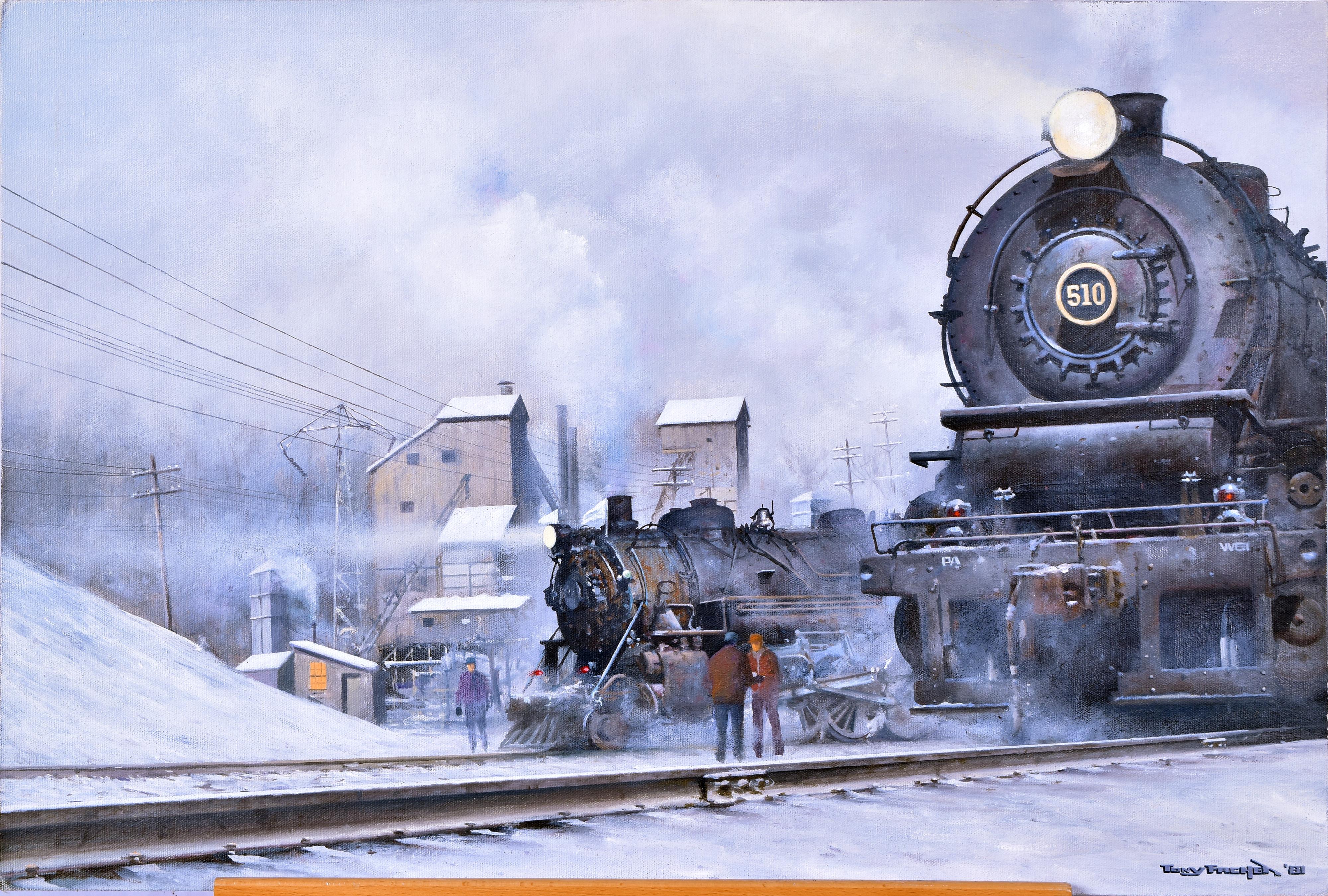 317 - Winter Railroad Scene Featuring Pennsylvania Railroad L1s Mikado #510 thumbnail