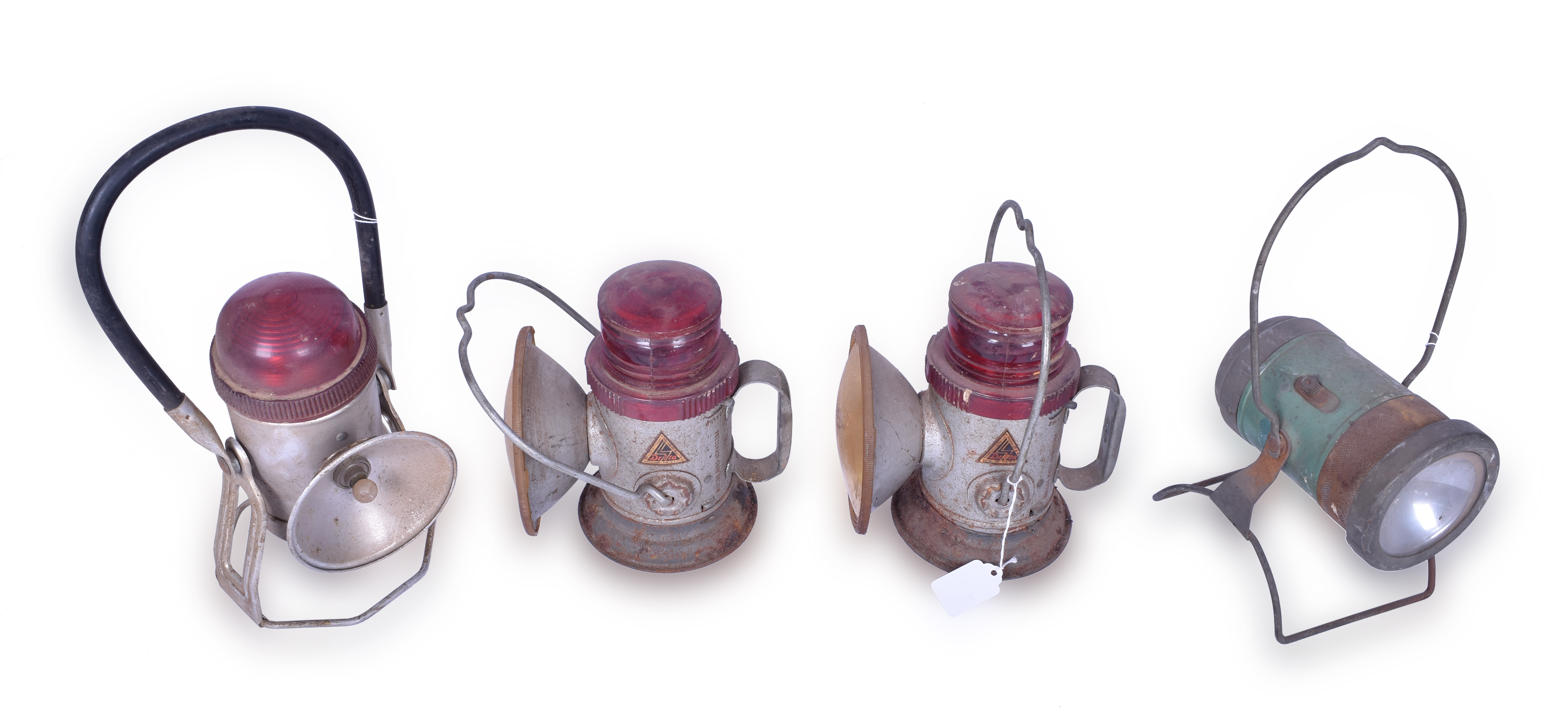 7 - Group of four railroad battery powered hand lanterns thumbnail