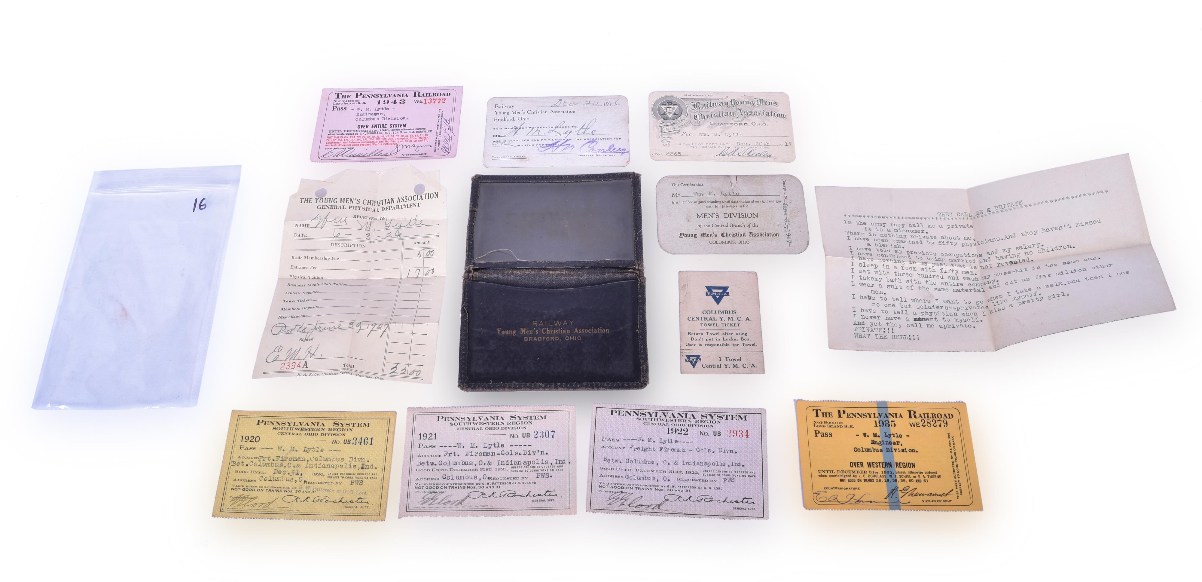 16 - Railroad Y.M.C.A Wallet and Pennsylvania Contents - Dating 1916 through 1943 thumbnail