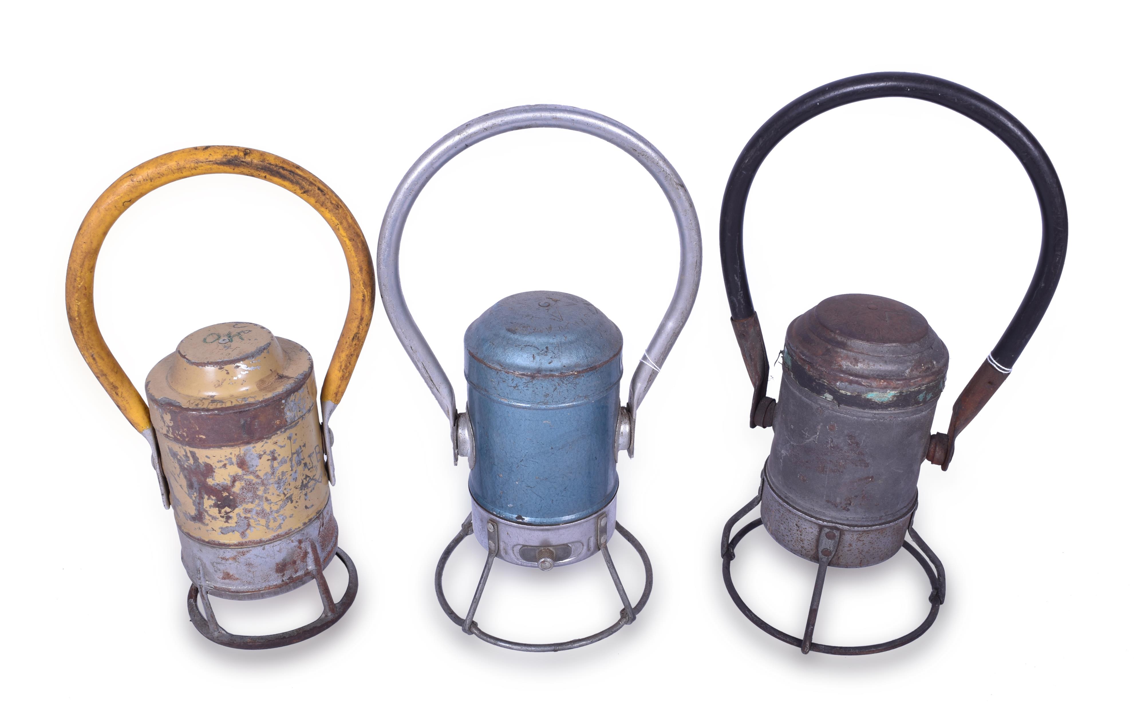 21 - Group of Three Battery Powered Railroad Hand Lanterns - Star and Adlake. thumbnail