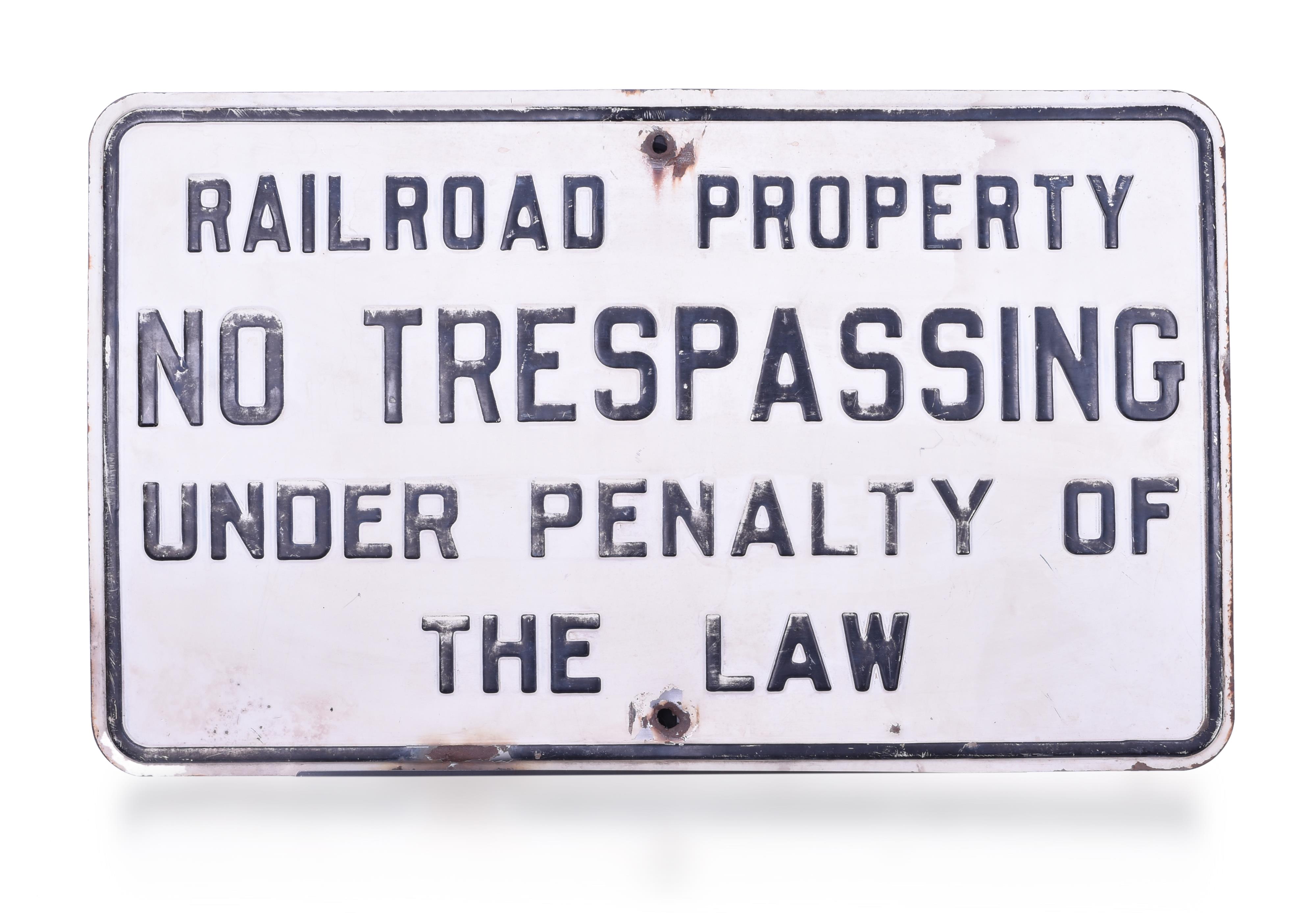 51 - Railroad Property Embossed Metal Sign thumbnail