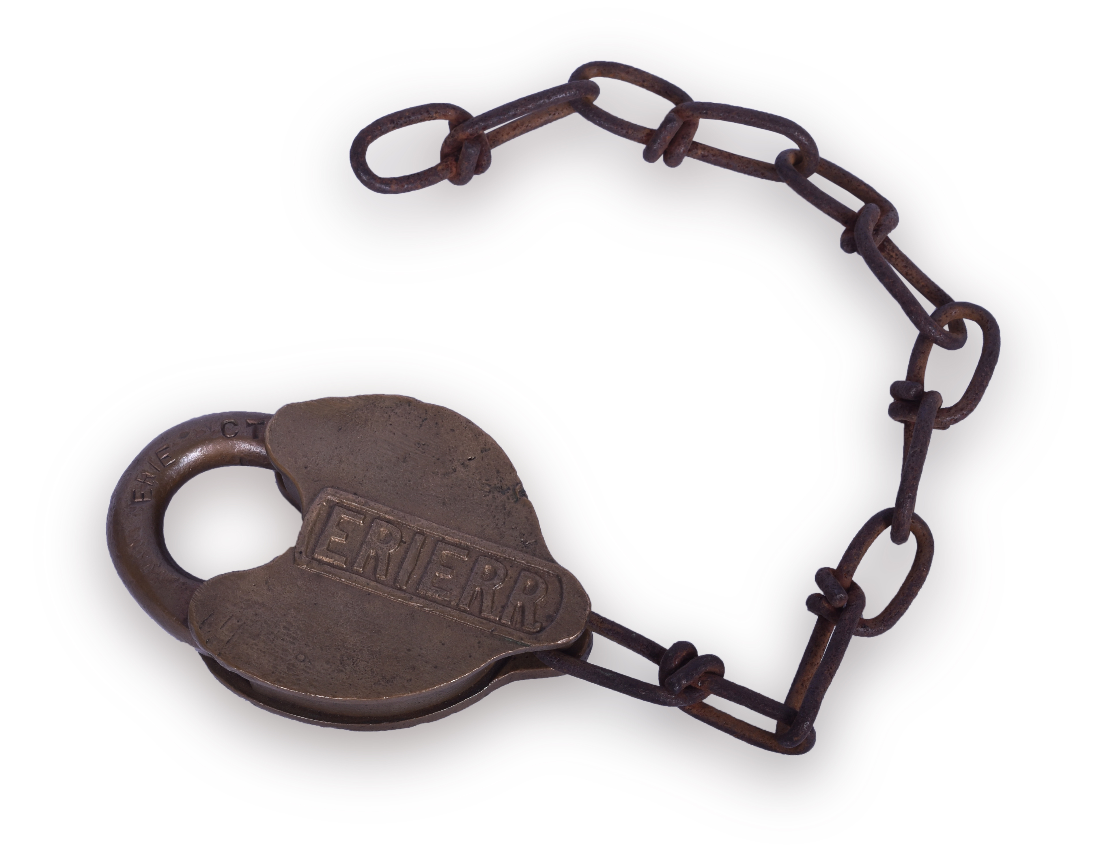 78 - Fraim Erie Railroad Heart Shaped Brass Lock thumbnail