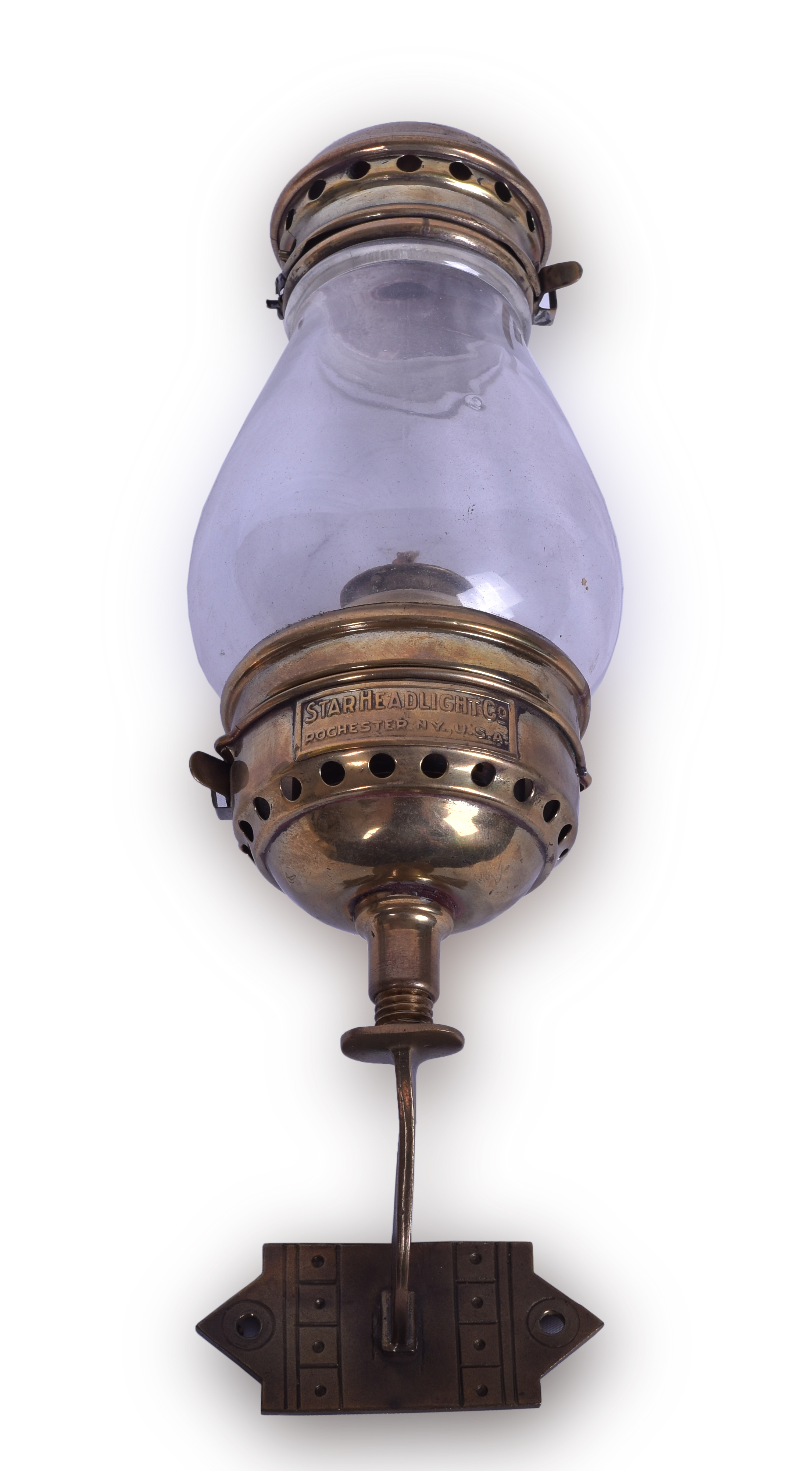 81 - Star Headlight Co. Brass Oil Wall Lamp thumbnail