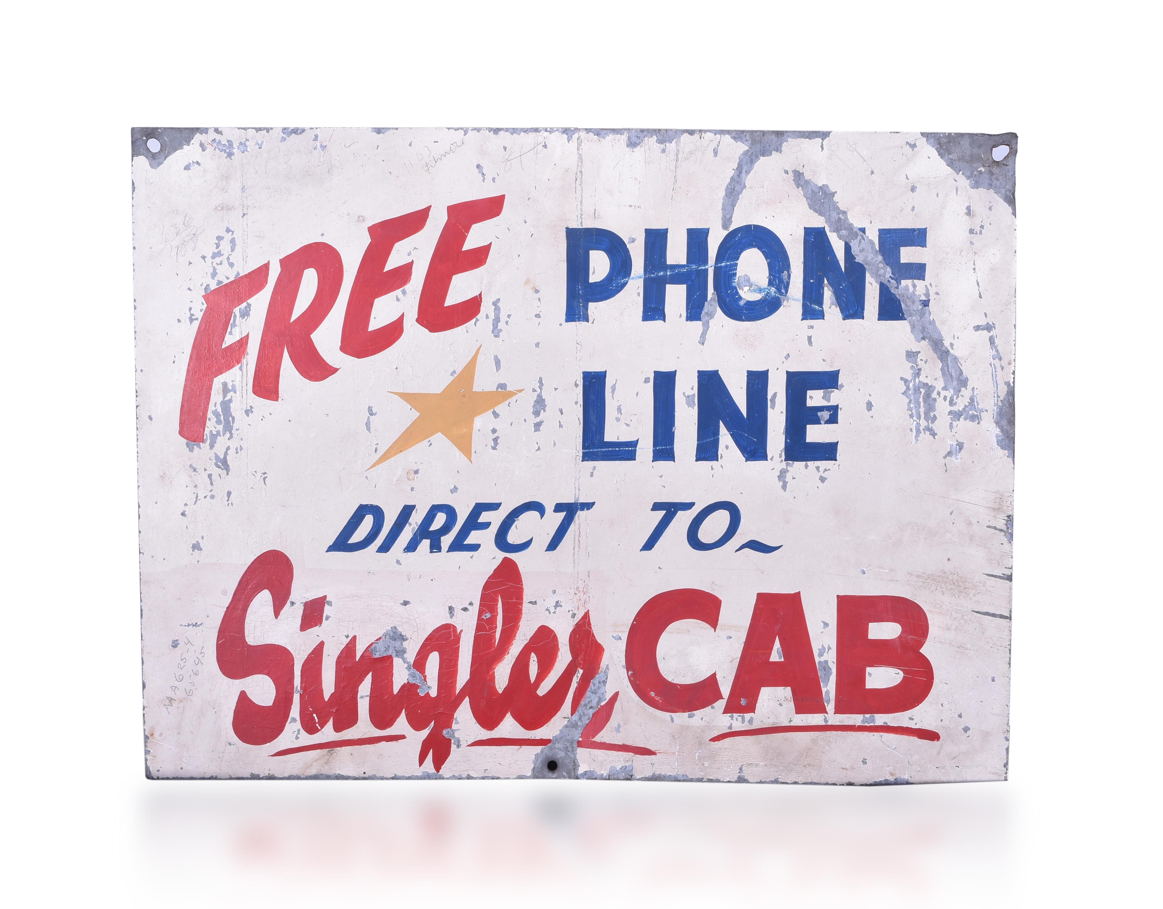 87 - Singler Cab Telephone Steel Sign thumbnail